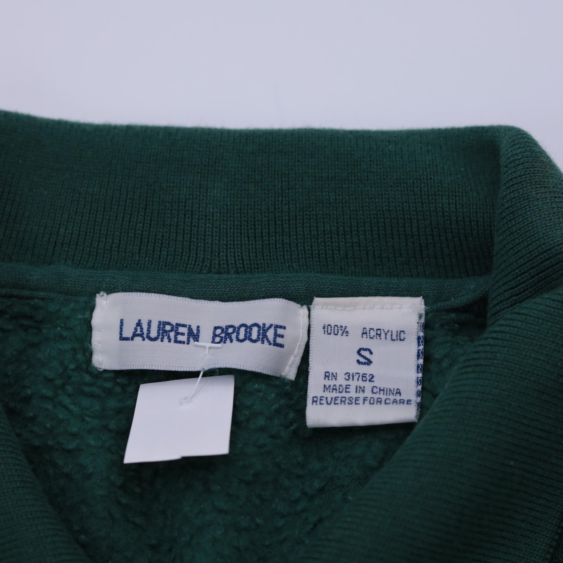 90s Duck Cattails Knit Sweatshirt Dark Green Collared Jumper Small S