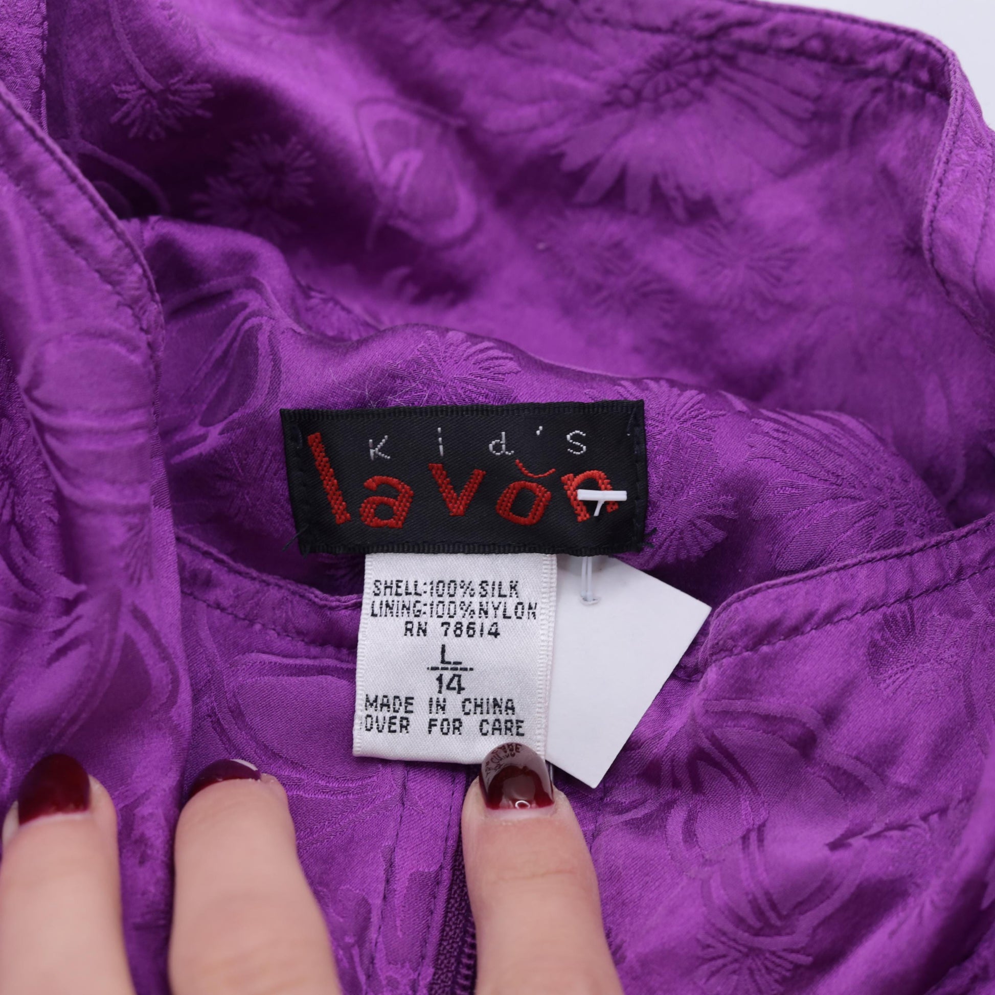 90s Silk Floral Jacquard Windbreaker Purple Zip-Up Raglan Jacket Extra Small