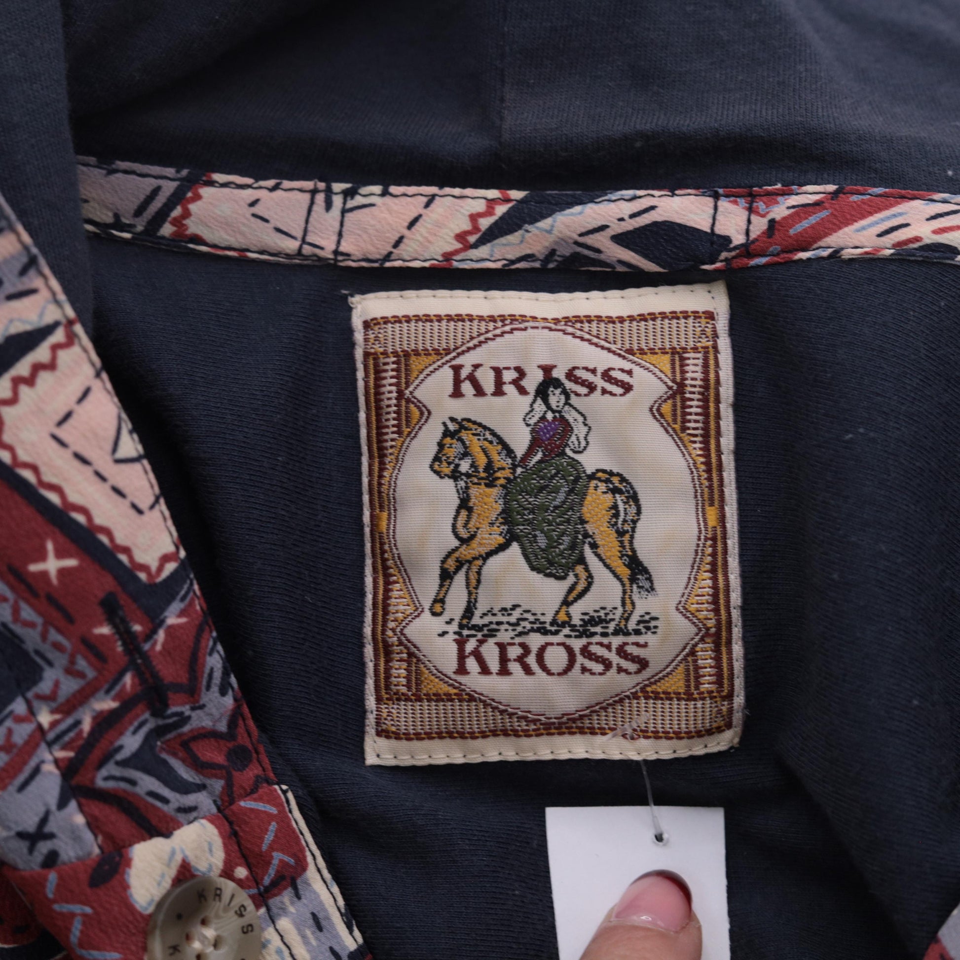 90s Patchwork Hooded Windbreaker Jacket Hearts Floral Rust Red Large L