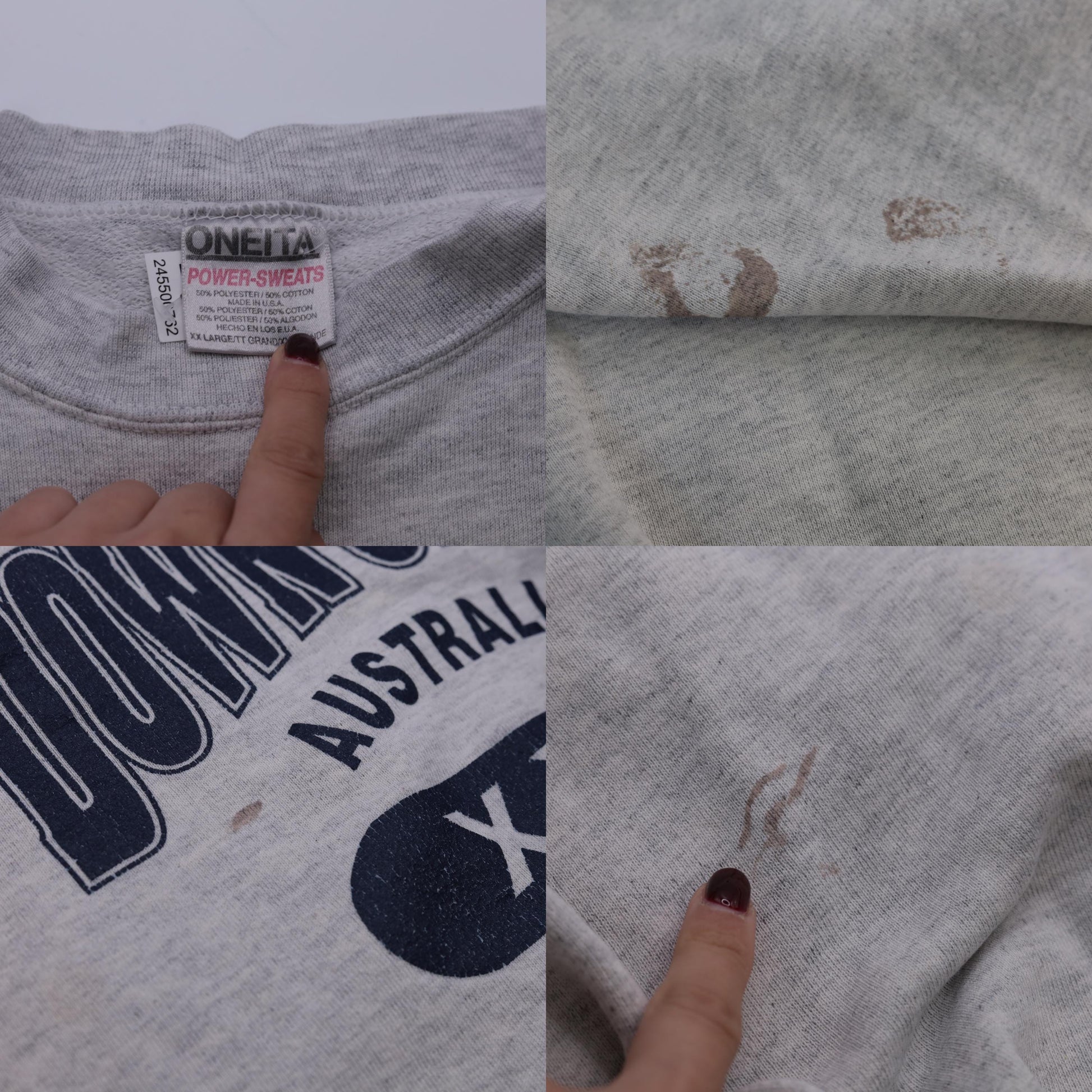 90s Down Under Bowl Australia New Zealand Graphic Sweatshirt Grey XXL
