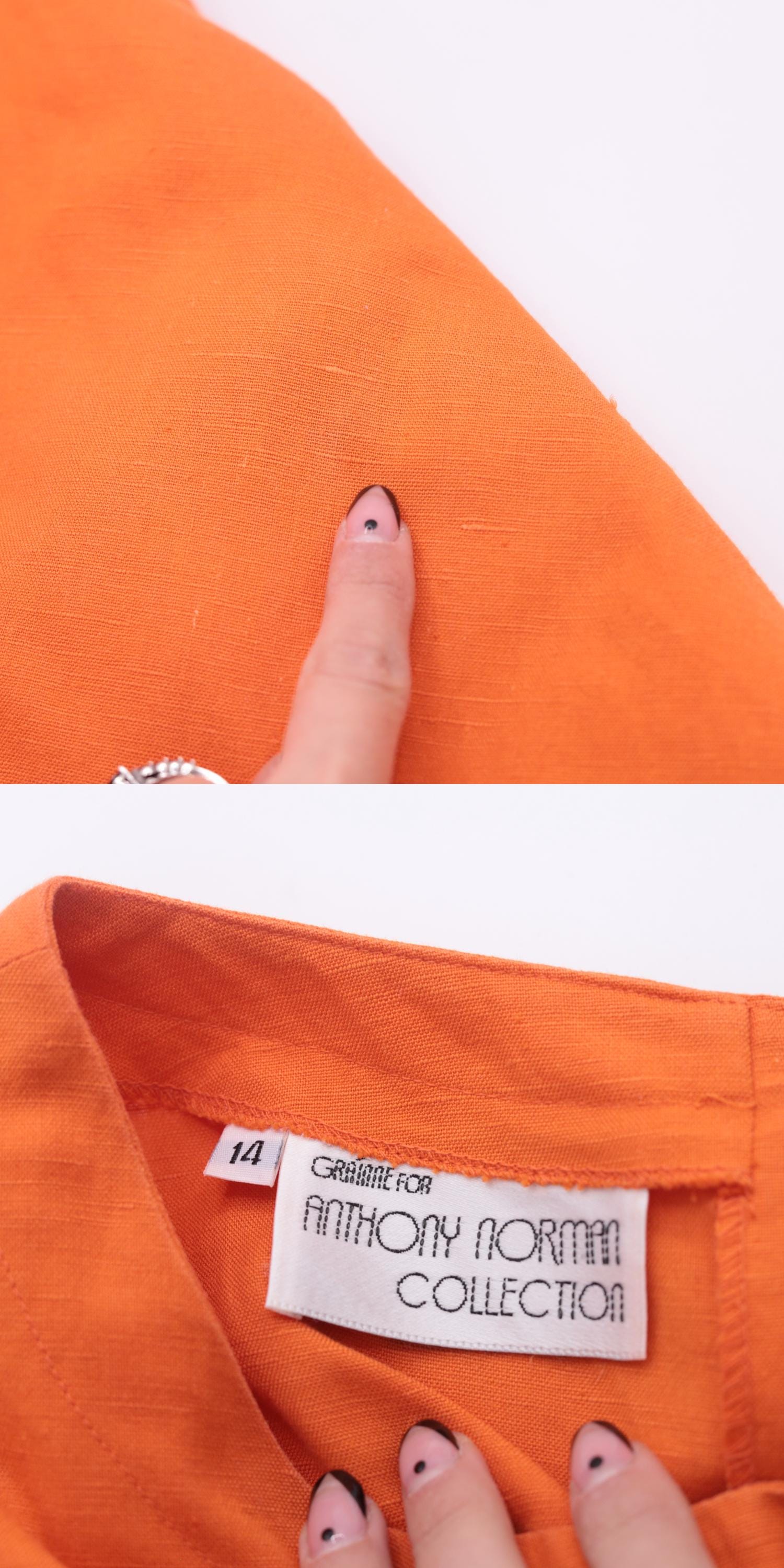 80s Orange Midi Dress Button Back A-Line Sleeveless Medium M