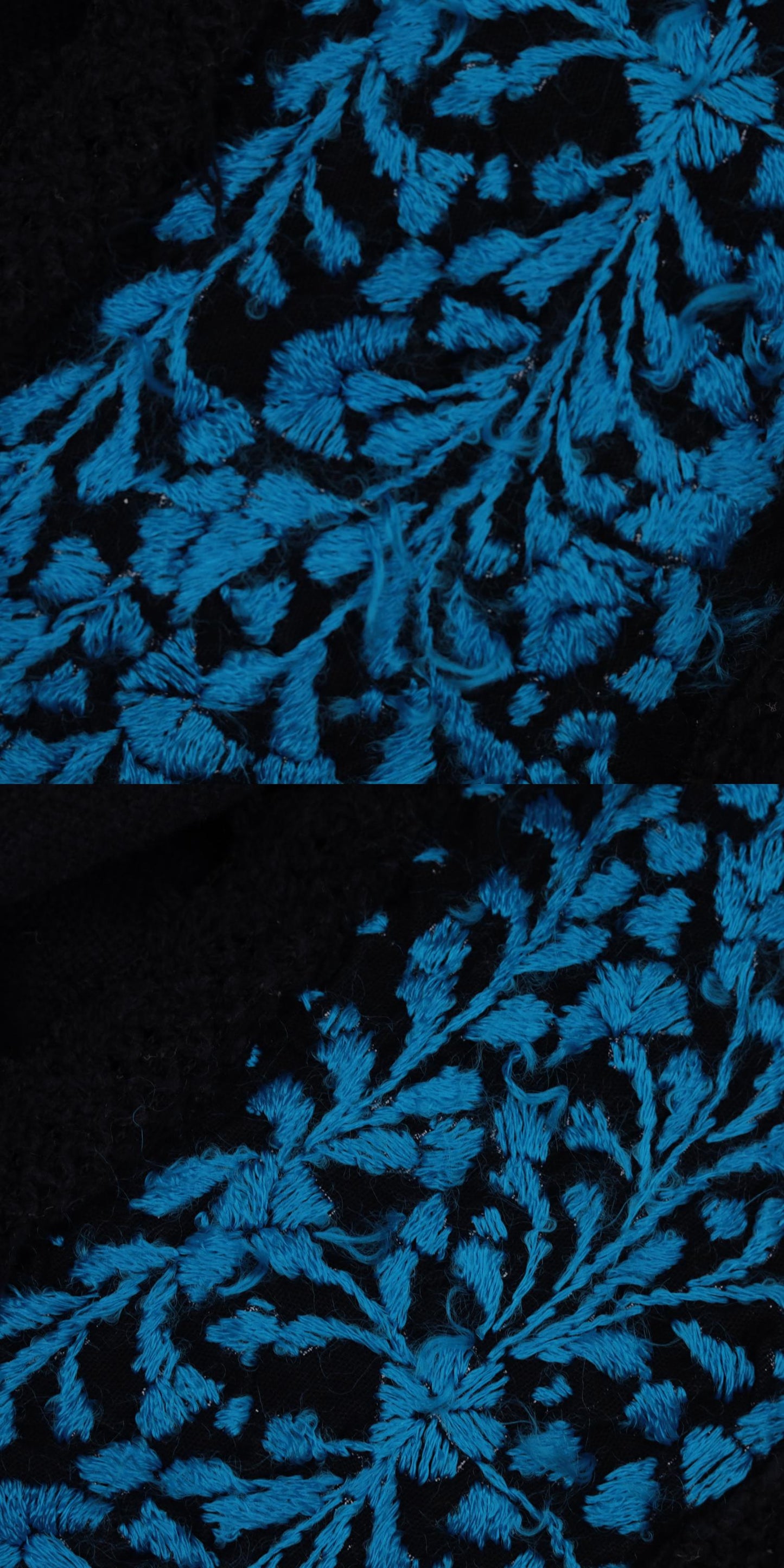 80s Mexican Embroidered Black Blouse Bird Floral Crochet Tunic Medium M