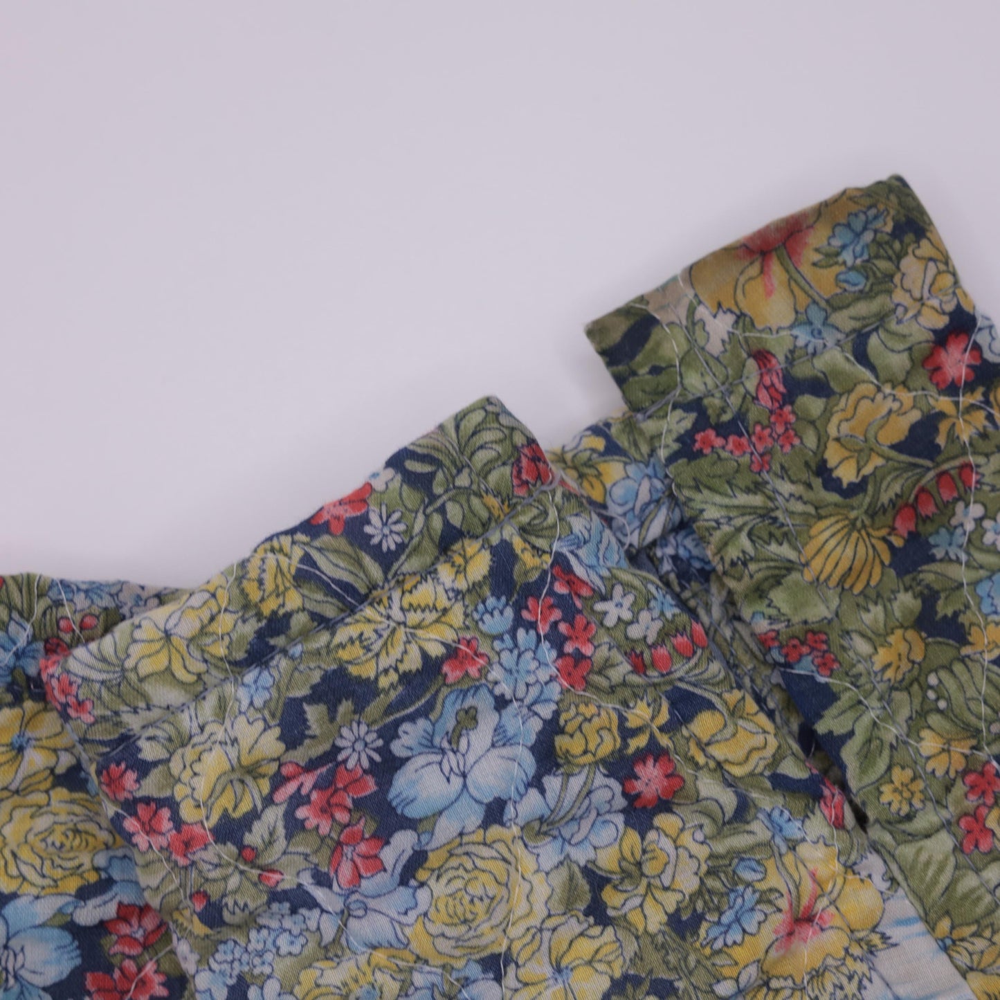 80s Quilted Floral Jacket Mandarin Collar Chinese Knot Buttons Small