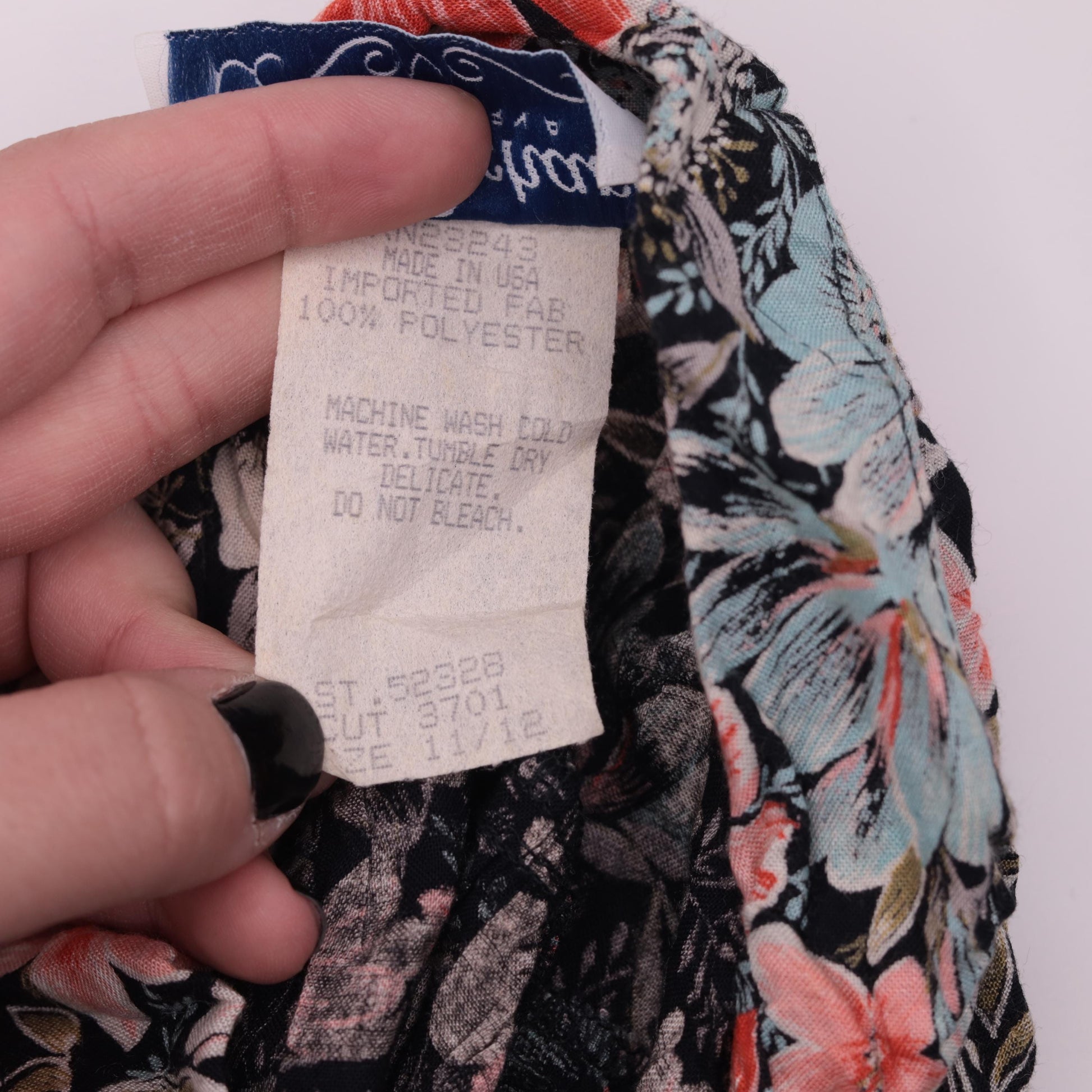 80s John Richard Floral Midi Dress Puff Sleeve V-Neck Elastic Waist Medium
