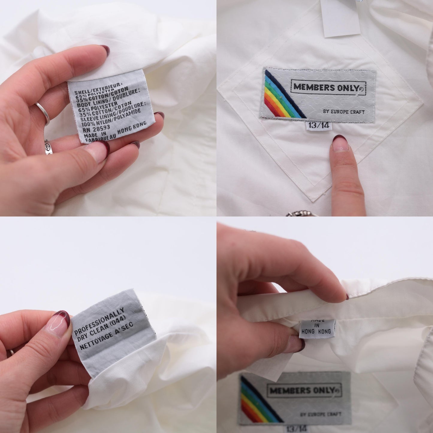 80s Members Only Jacket White Structured Pleated Bomber Windbreaker Large