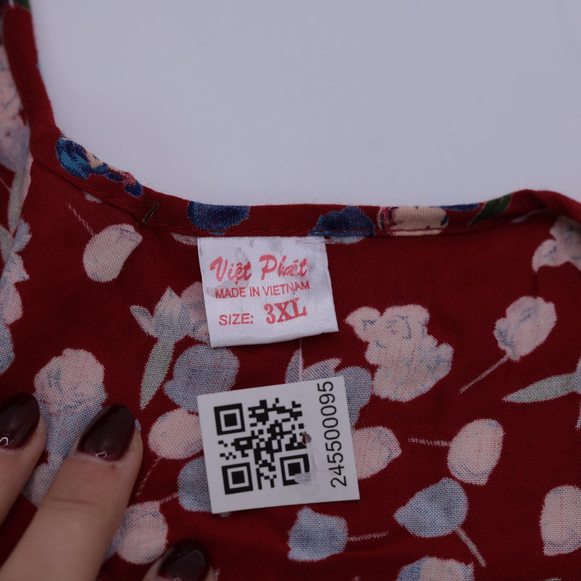 Y2K Red Floral Blouse Lace Trim Puff Sleeve Scoop Neck Extra Small