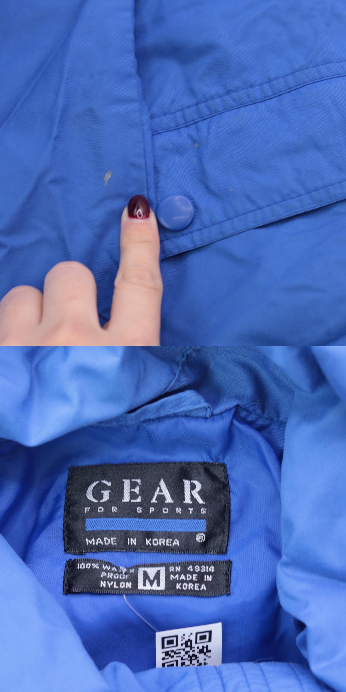 90s Gear for Sports Blue Windbreaker Jacket 3M Nylon Hooded Medium