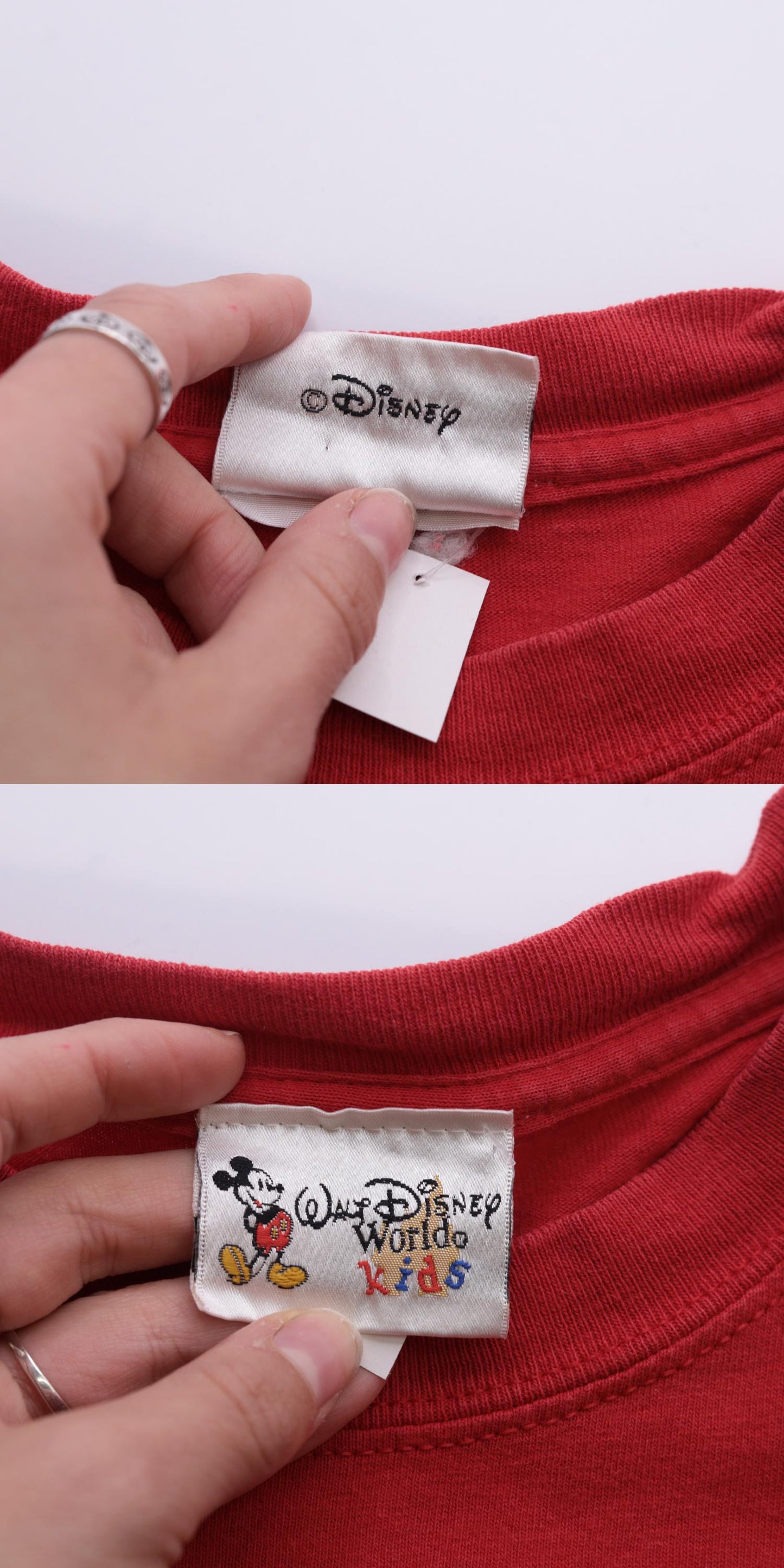 90s Mickey Mouse Walt Disney World Kids Graphic Tee Red Small