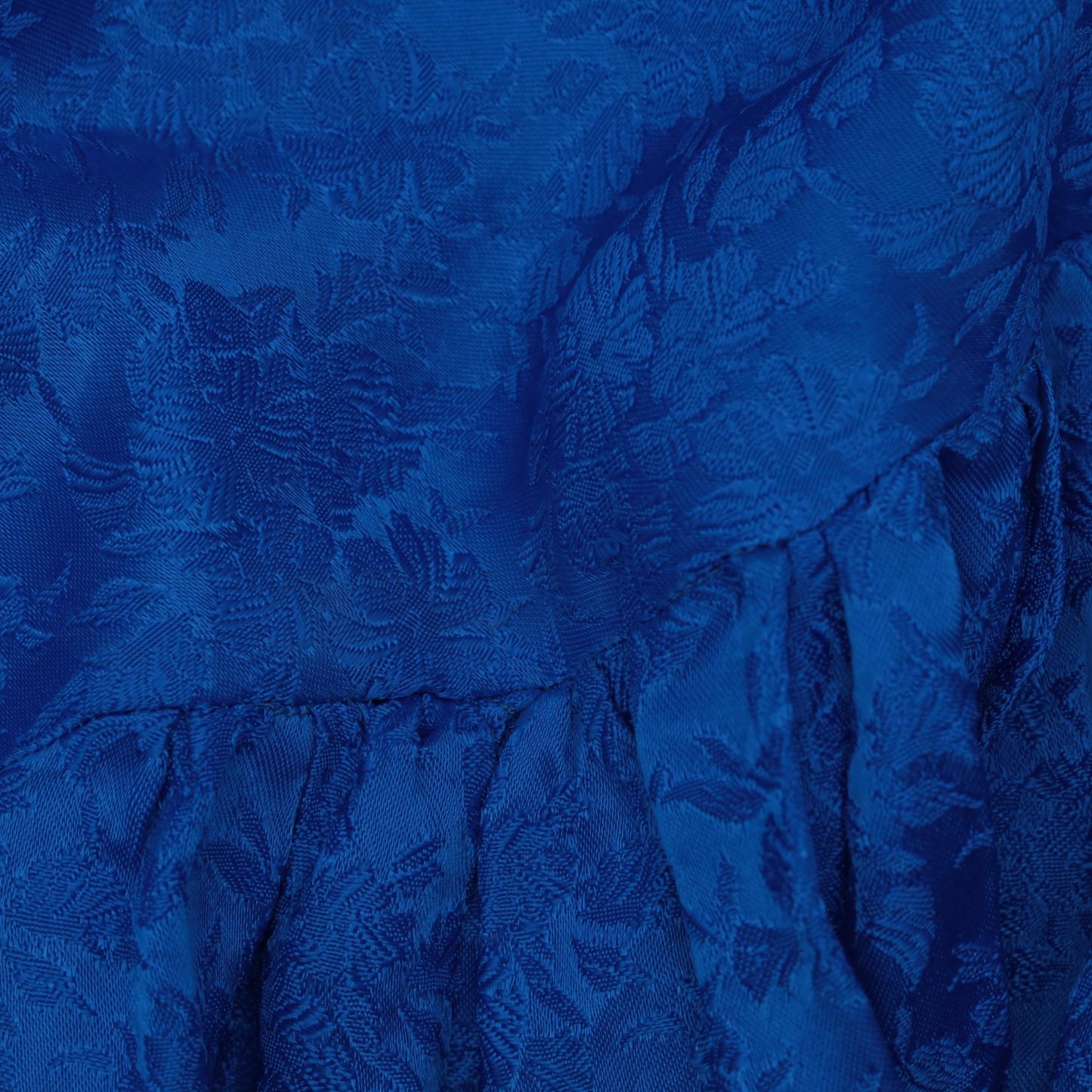 60s Blue Damask Floral Jacquard Cocktail Dress Sleeveless Fit Flare Extra Small