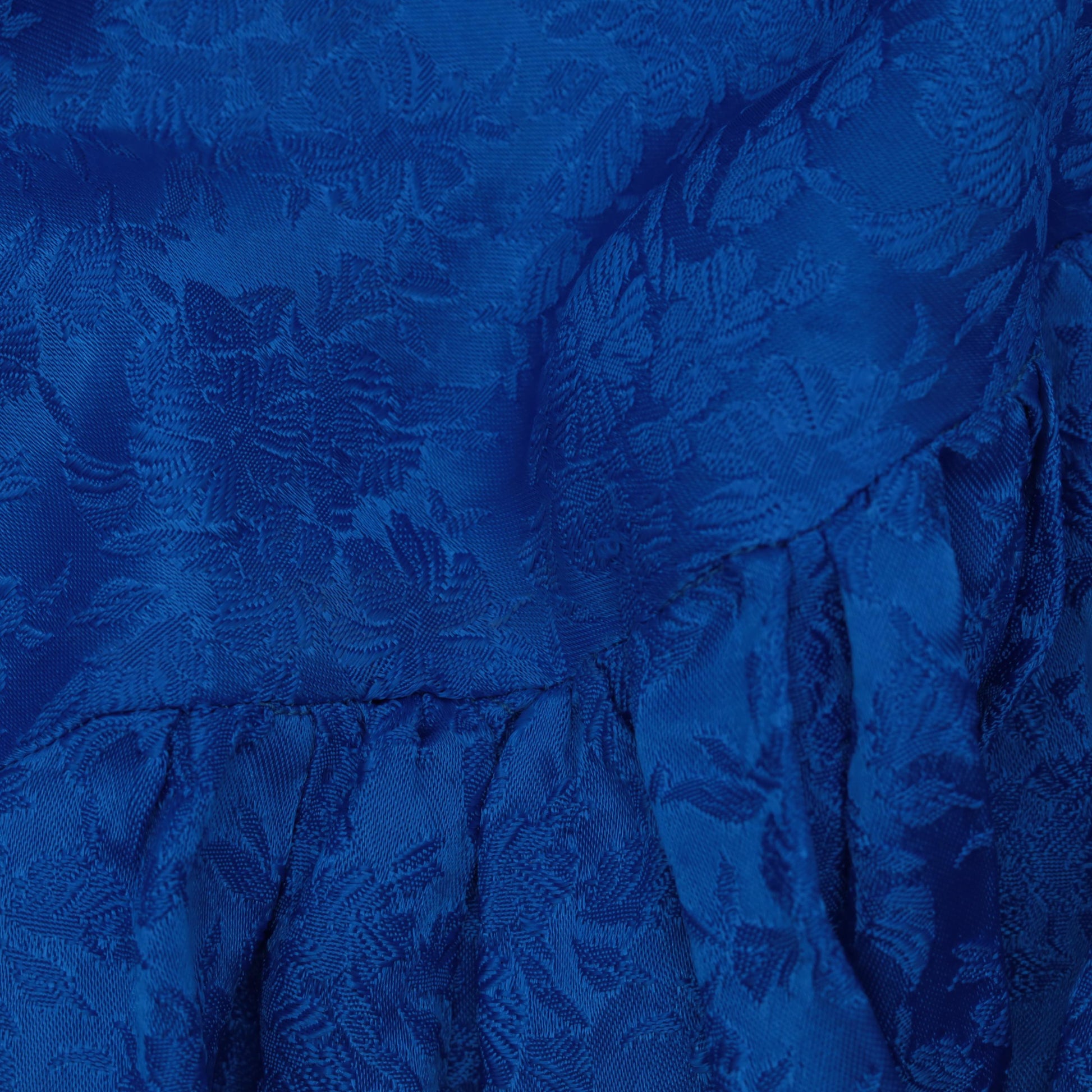 60s Blue Damask Floral Jacquard Cocktail Dress Sleeveless Fit Flare Extra Small