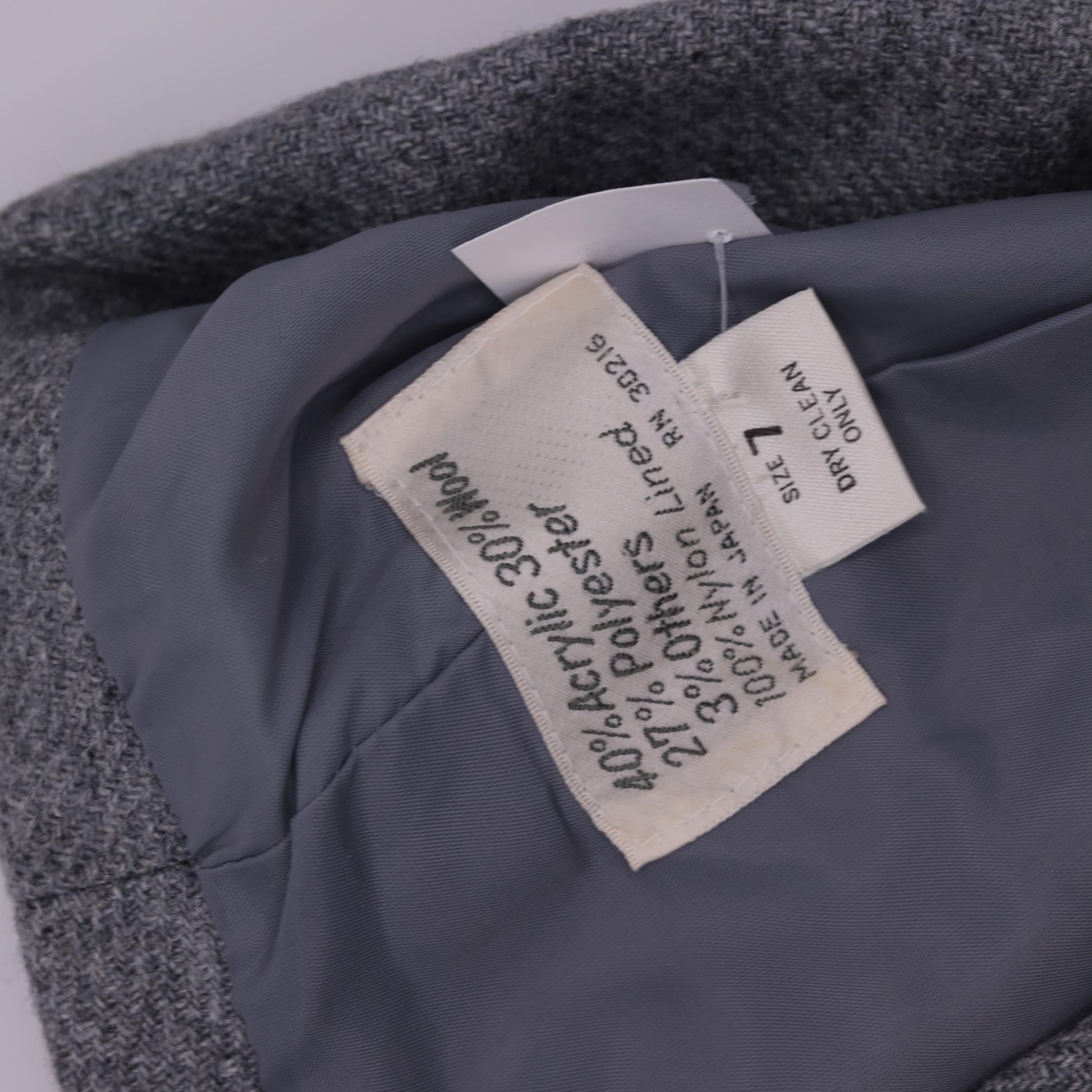 80s Grey Wool Blend Blazer Puff Sleeve Button-Up Jacket Small
