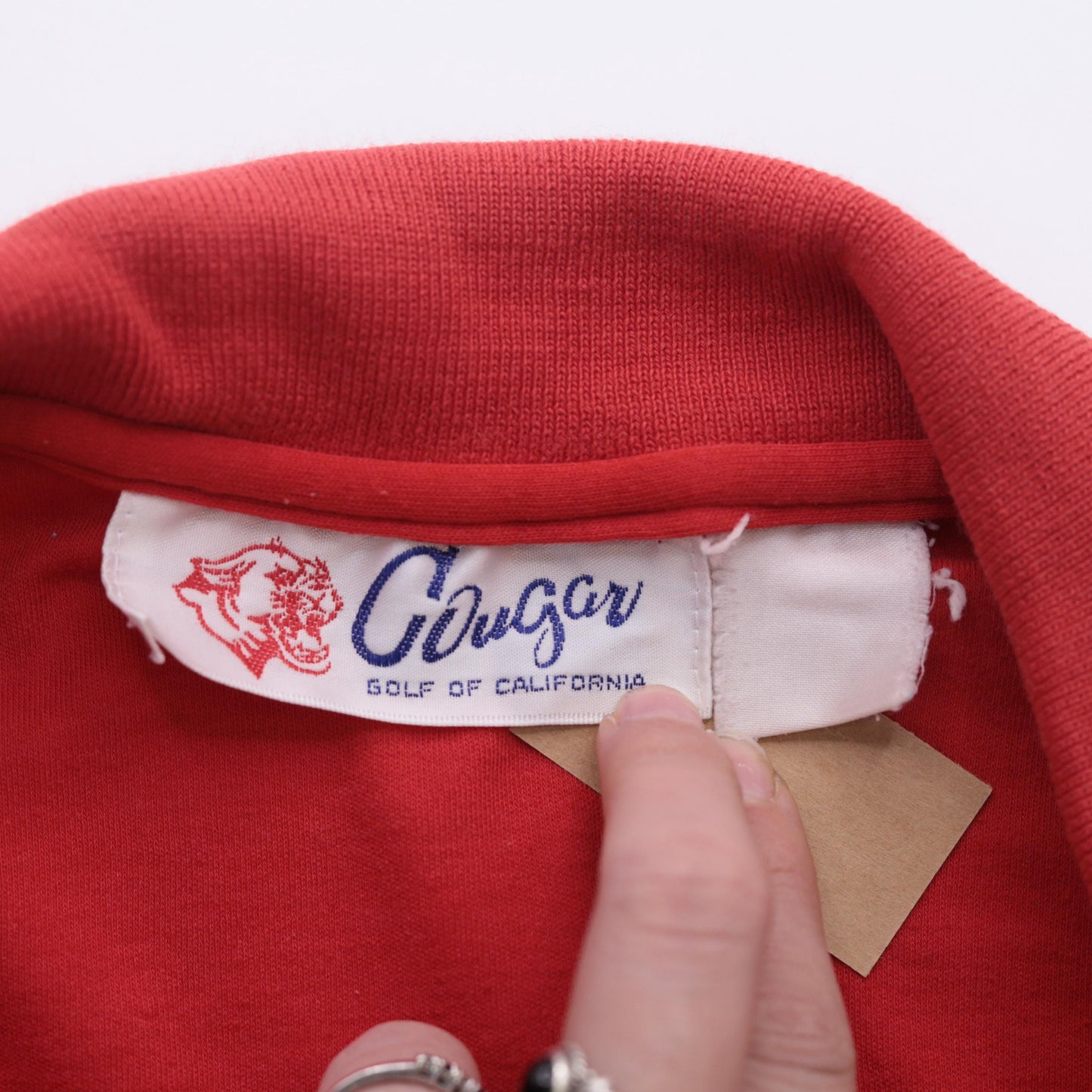 80s Cougar Golf Polo Crop Top Red White Stripe Raw Hem Small S