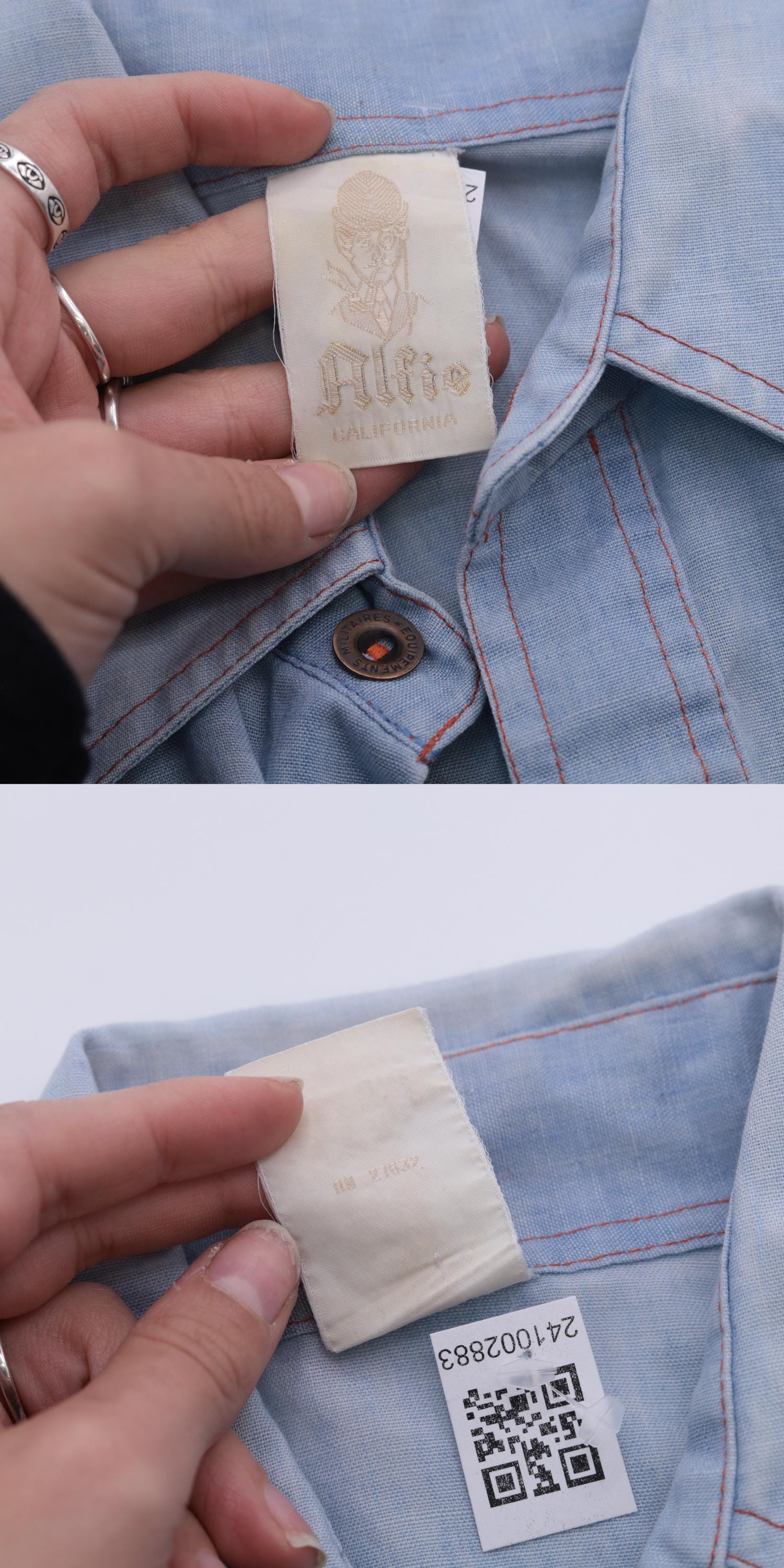 70s Alfie California Chambray Shirt Blue Epaulette Button Up Small