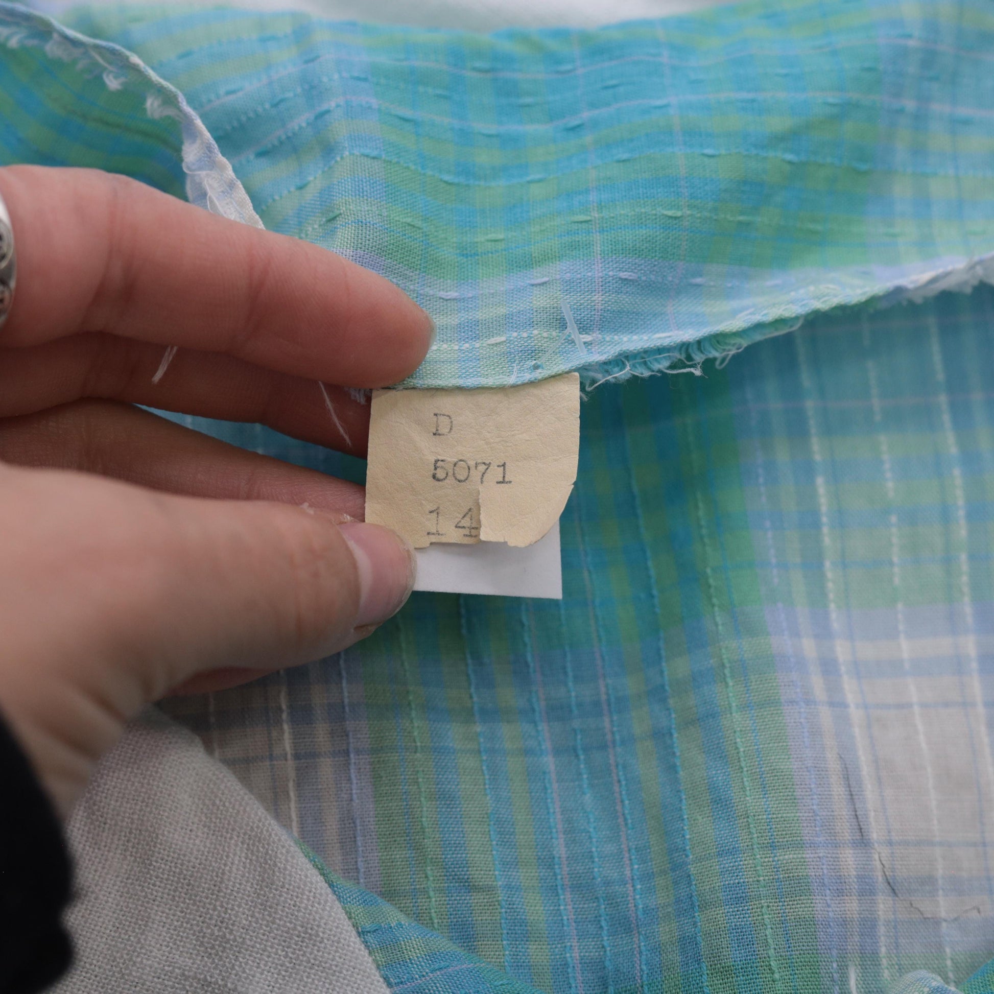 60s Plaid Button-Up Shirtdress High Waist Midi Blue Green Small S