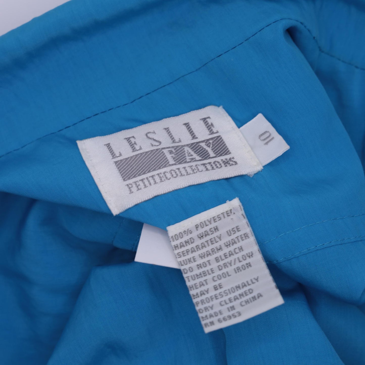 80s Leslie Fay Blue Midi Shirtdress Faux Wrap Collared Long Sleeve Medium