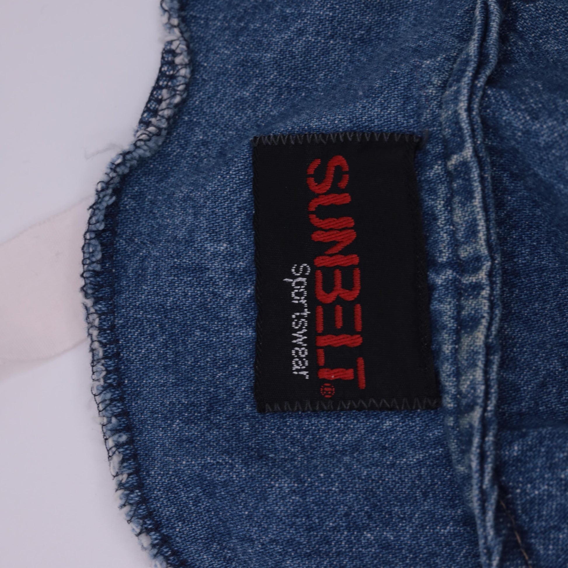 90s Sunbelt Sportswear Embroidered Dolphin Denim Vest Blue Button-Up Medium Large