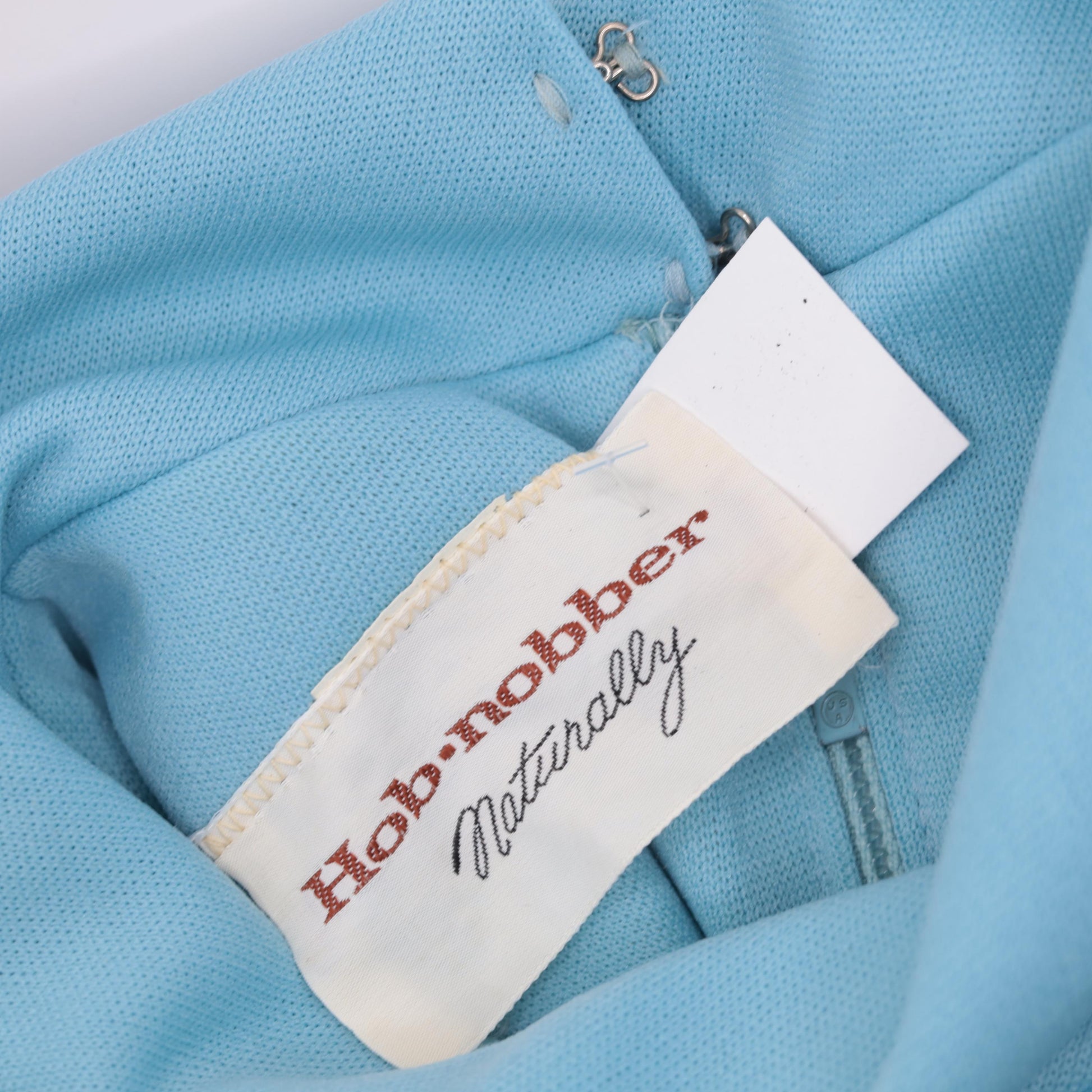 70s Light Blue Maxi Dress Draped A-Line Mock Neck Rhinestone Belt Small