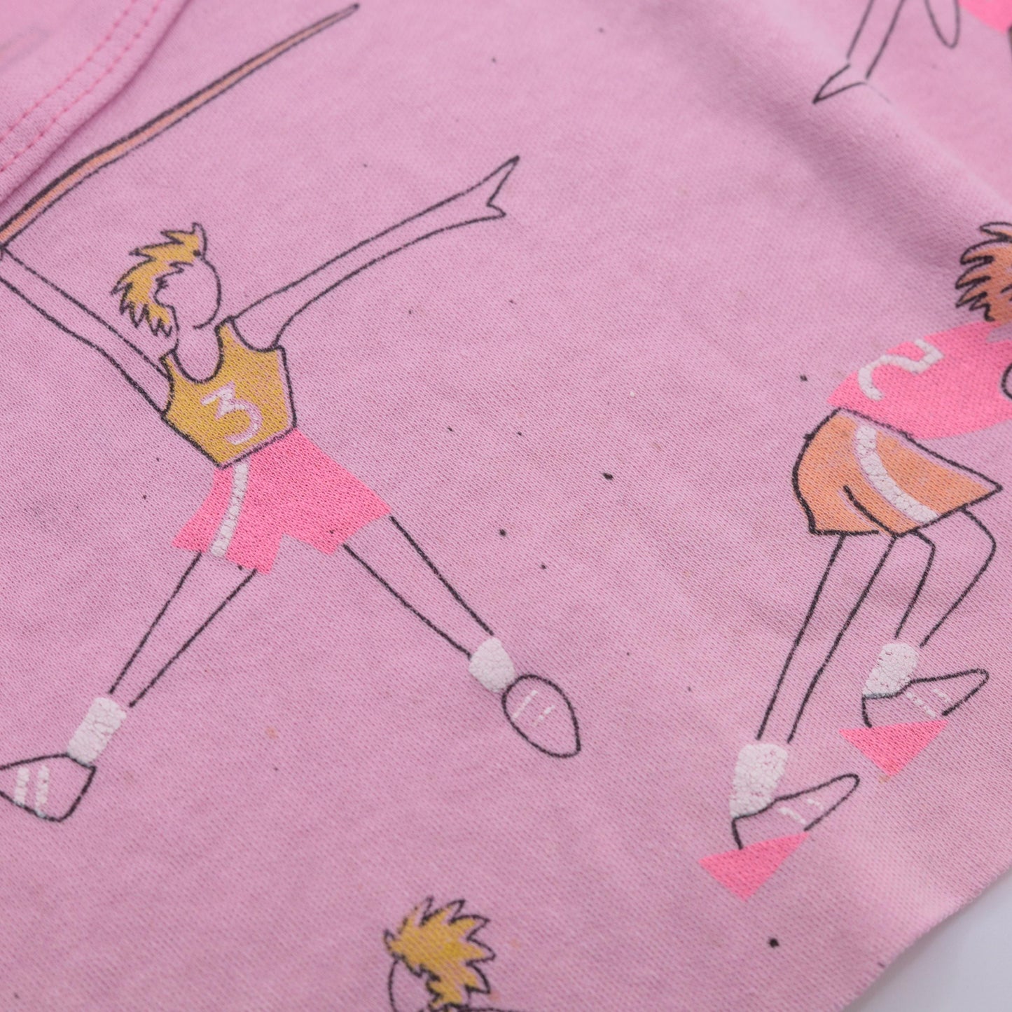 80s Track and Field Crop Top Pink Graphic Tee Cartoon Runners Small