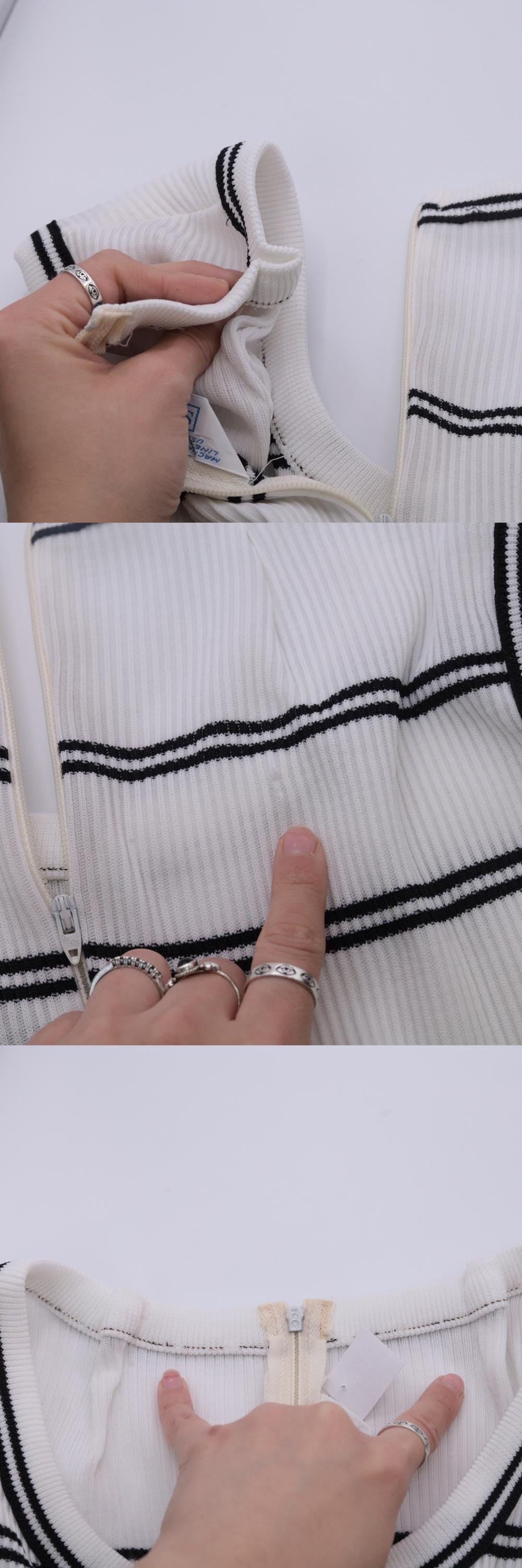 70s Mod Striped Shift Dress Black White Op Art Sleeveless Knee-Length Medium