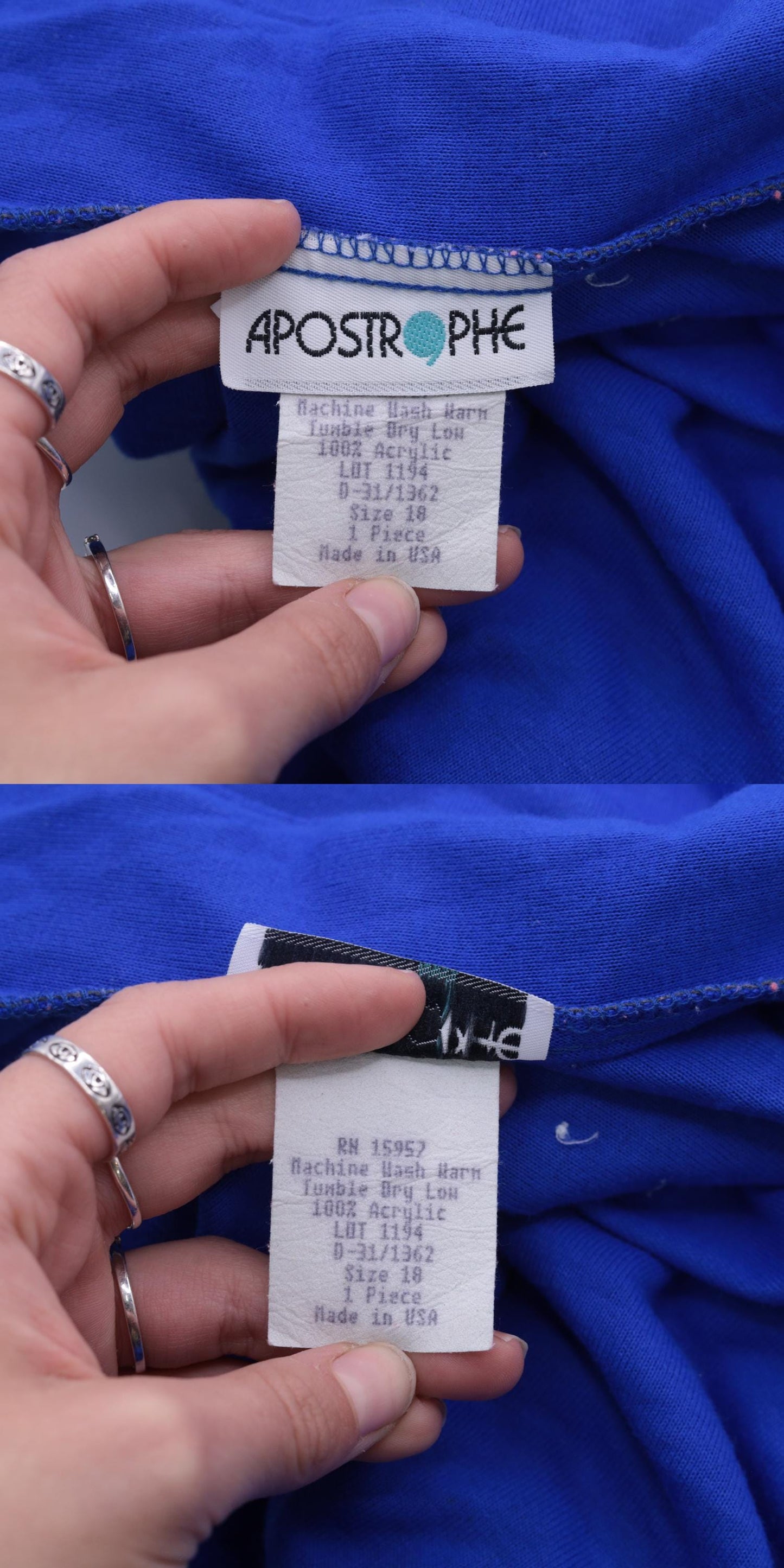 80s Royal Blue Midi Shirtdress Button-Up High Elastic Waist Long Sleeve Medium