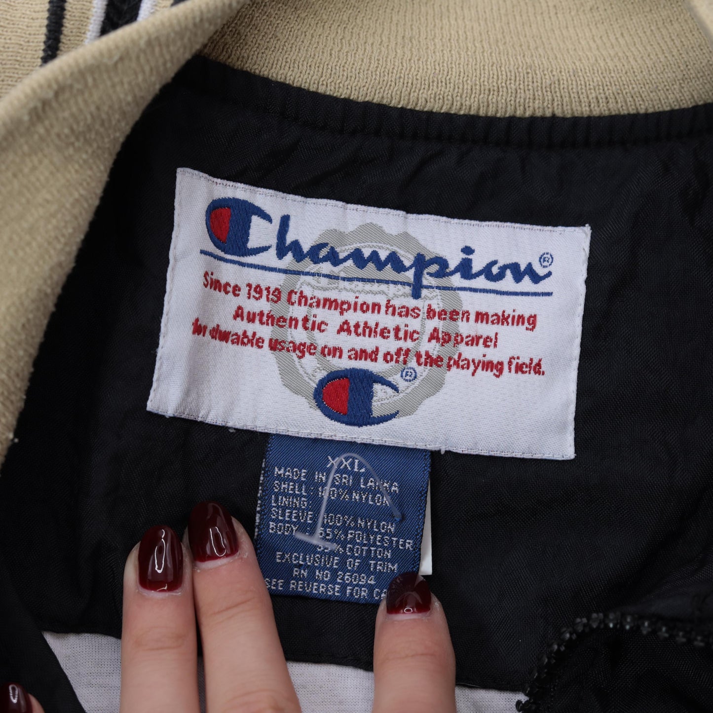 Y2K Champion Windbreaker Jacket Black Nylon Quarter Zip Pullover Extra Extra Large XXL