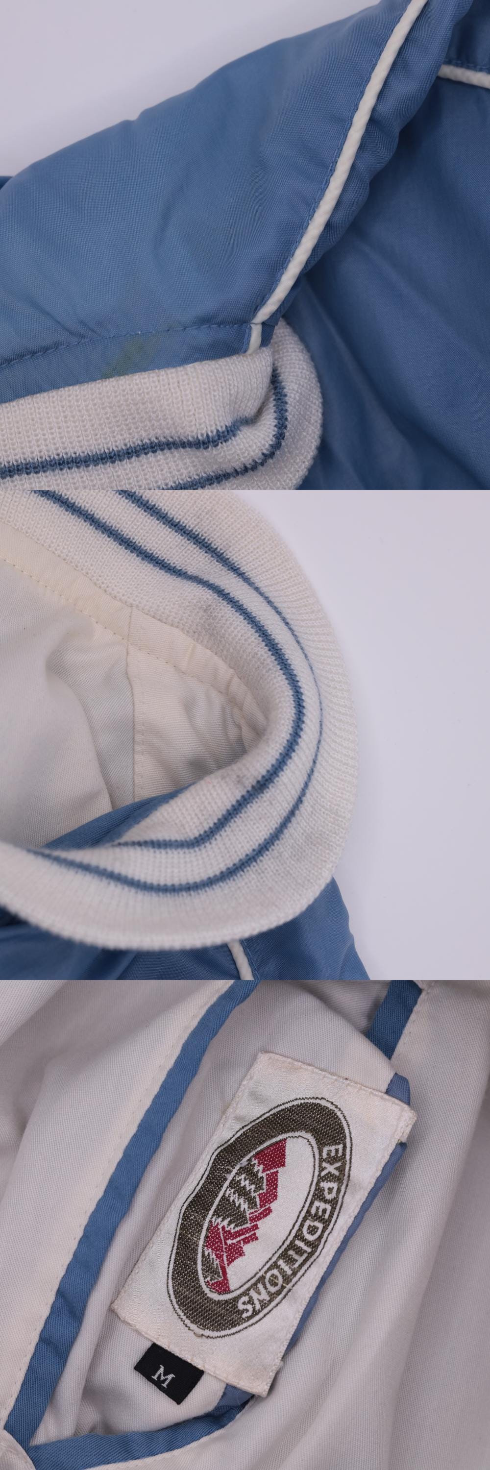 80s Reversible Windbreaker Jacket Blue White Color Block Bomber Medium