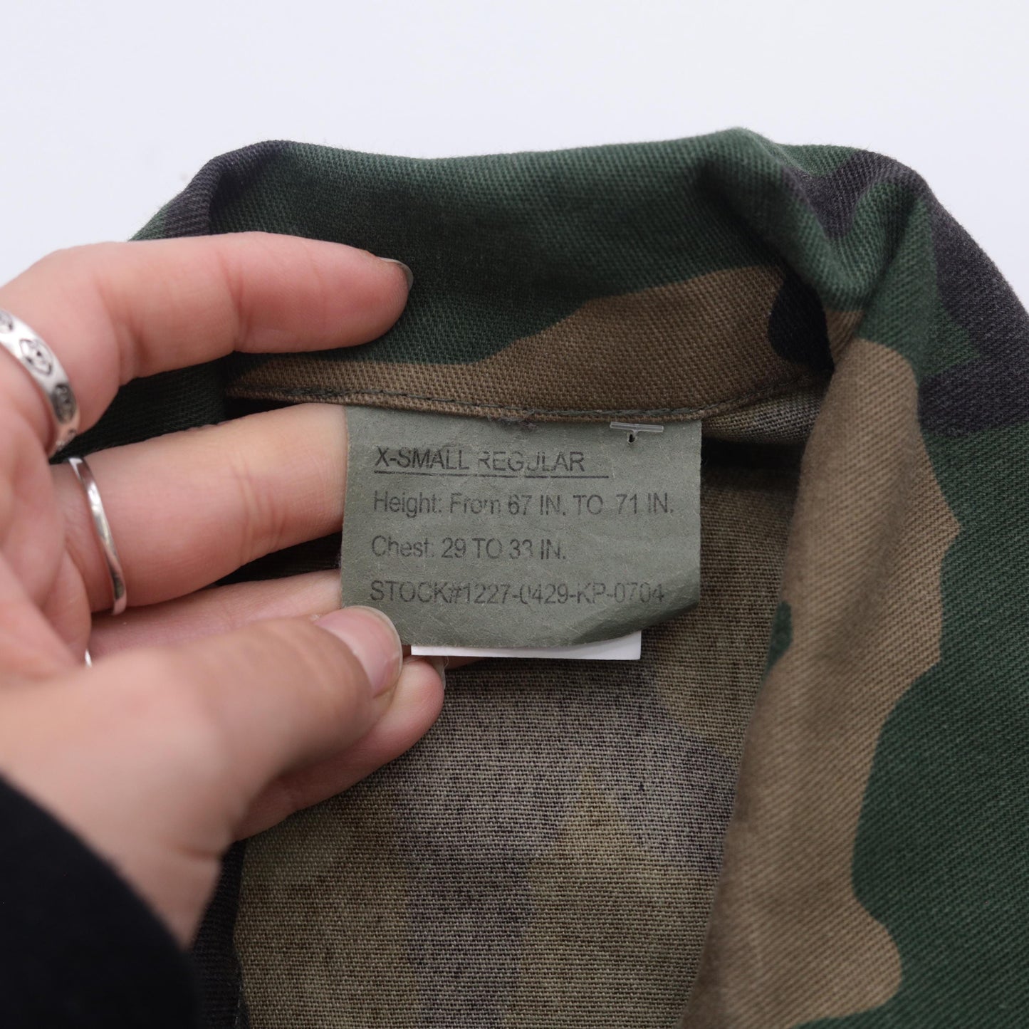 90s Woodland Camouflage Military Jacket Button Front Utility XSmall