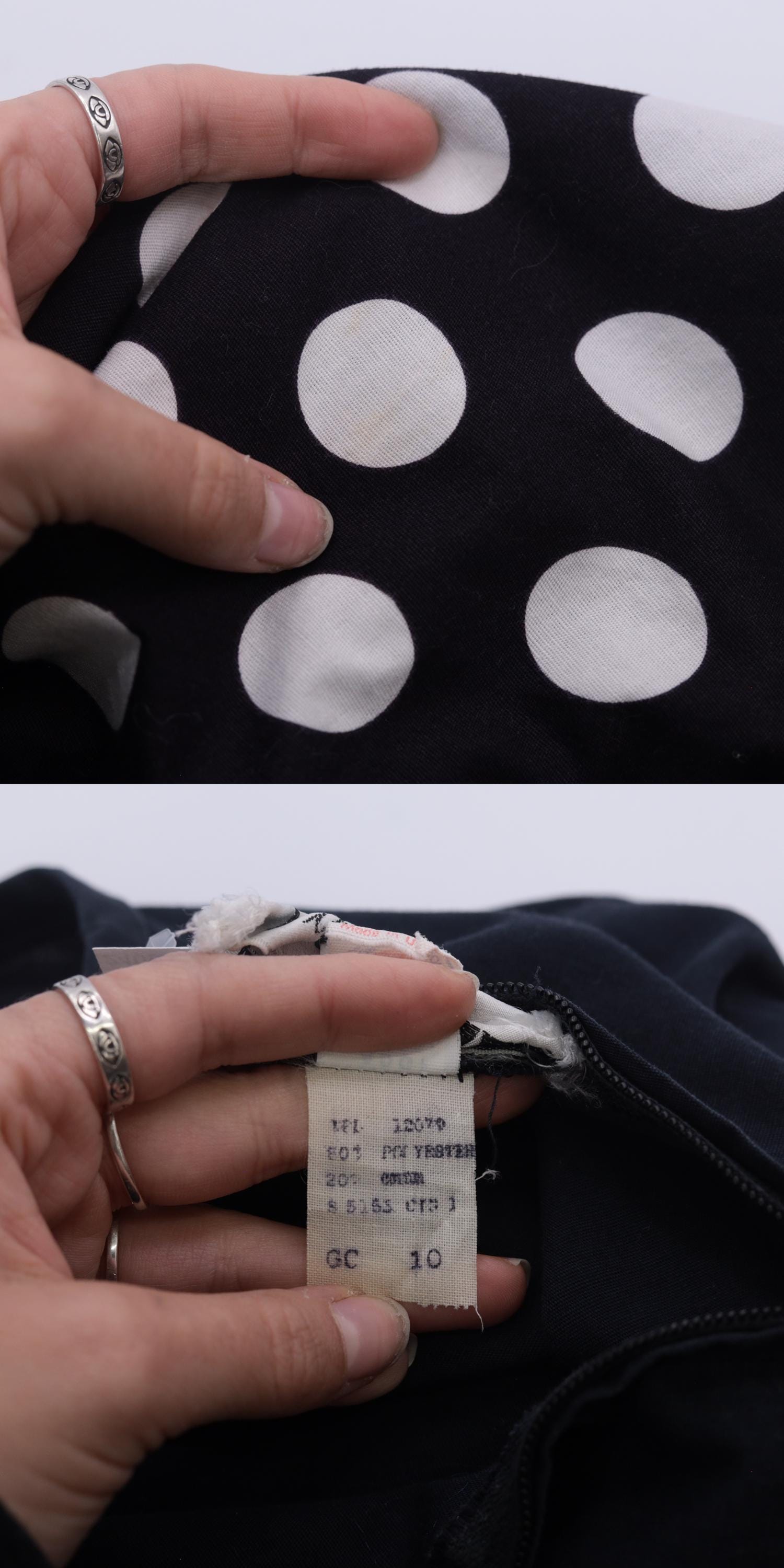 80s Black Polka Dot Midi Dress Sleeveless High Waist Scoop Neck Small
