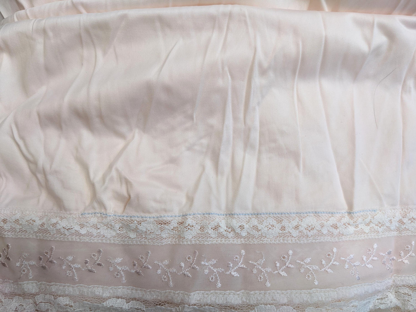 70s Adonna Pink Lace Slip Dress Empire Waist Spaghetti Strap Mini Extra Small