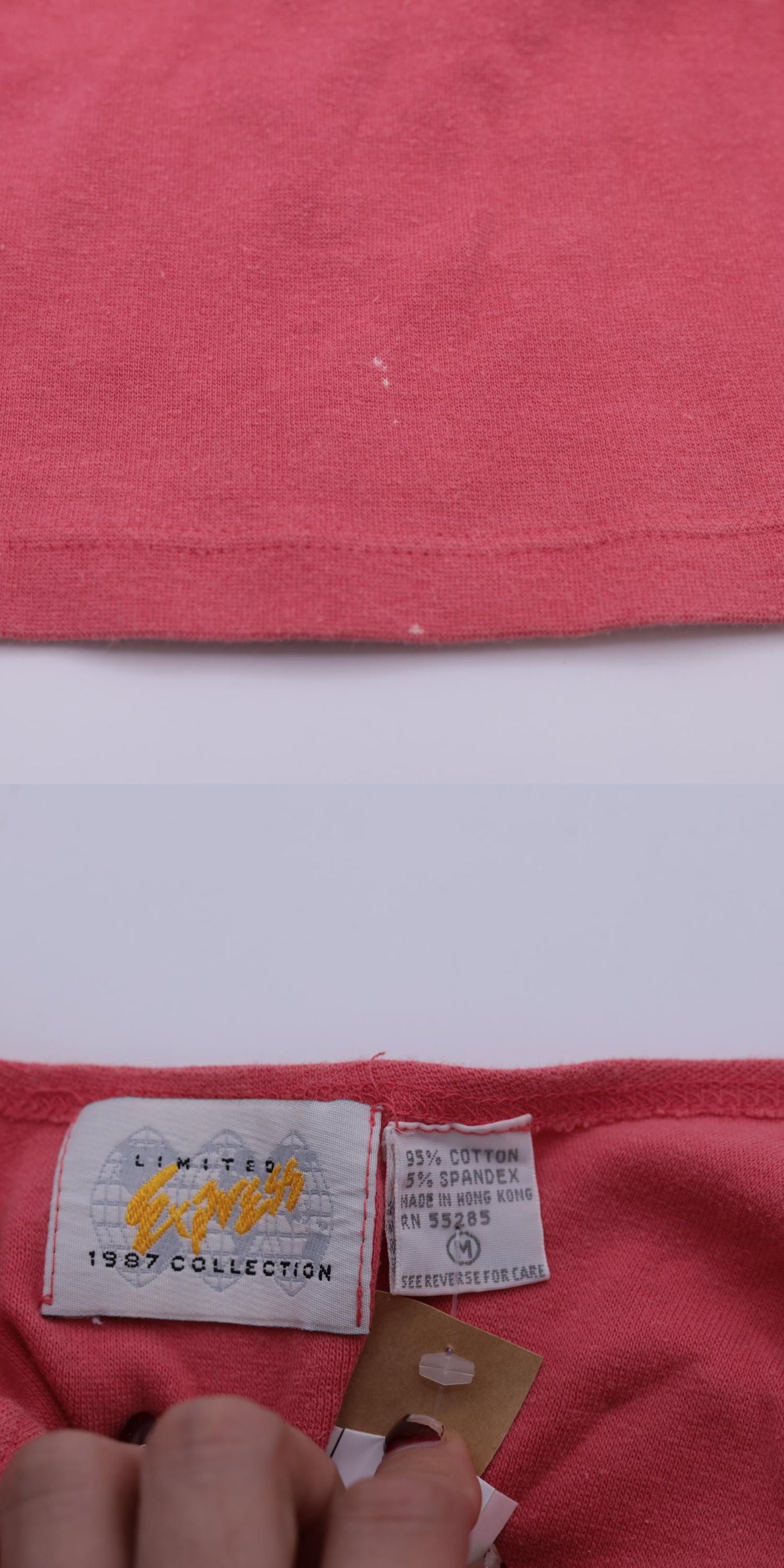 80s Express Pink Crop Tank Top Scoop Neck Bodycon Small