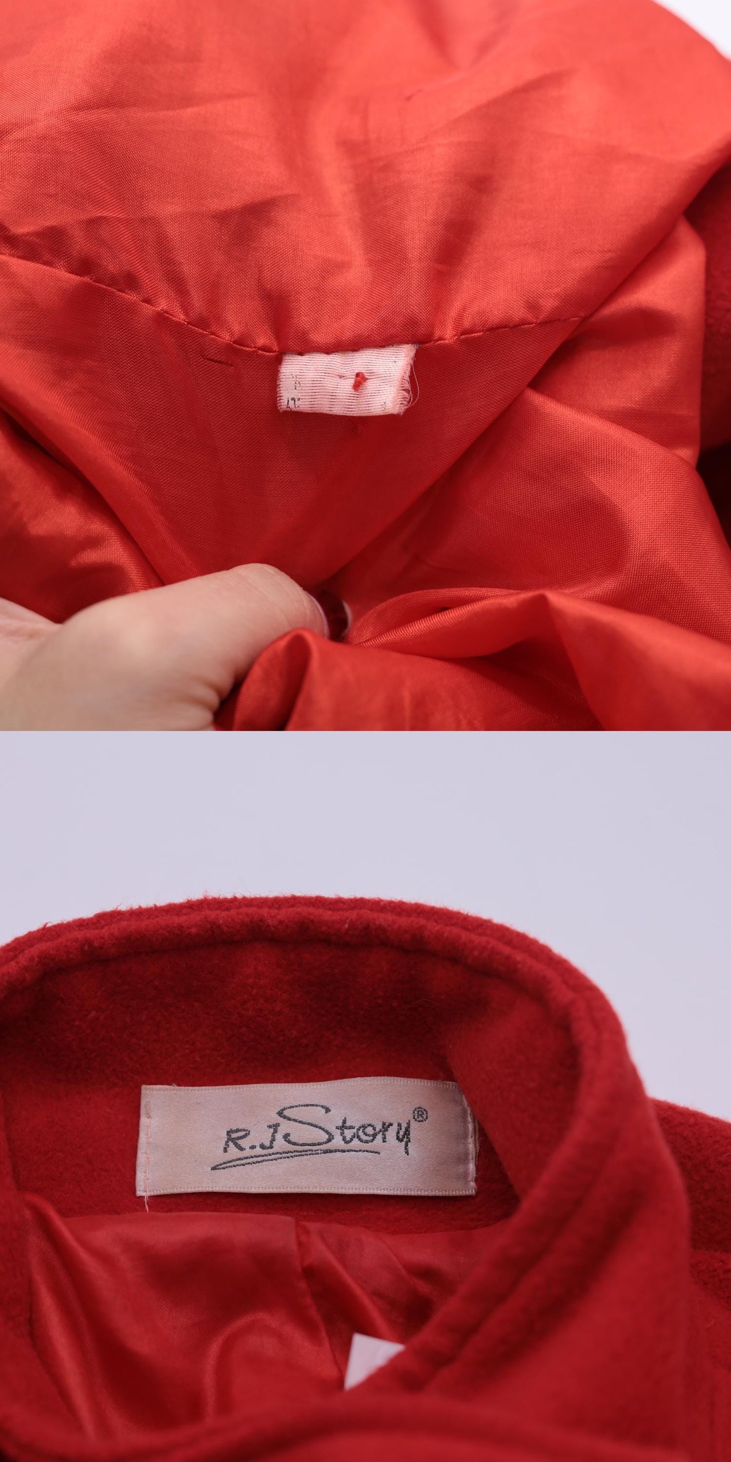 90s Red Wool Peacoat Double Breasted Princess Seams XXS