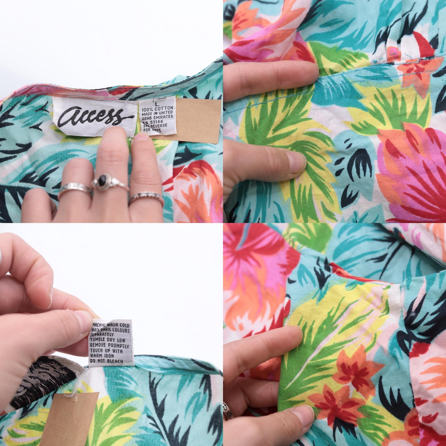 80s Tropical Floral Romper Playsuit Cotton Cap Sleeve High Waist Medium