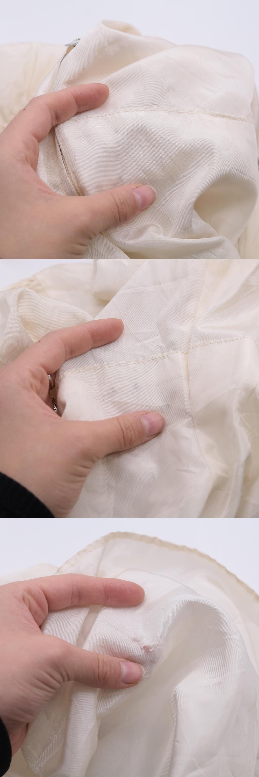 1940s Cream Satin Wedding Dress Puff Sleeve Sweetheart Neckline Maxi Medium