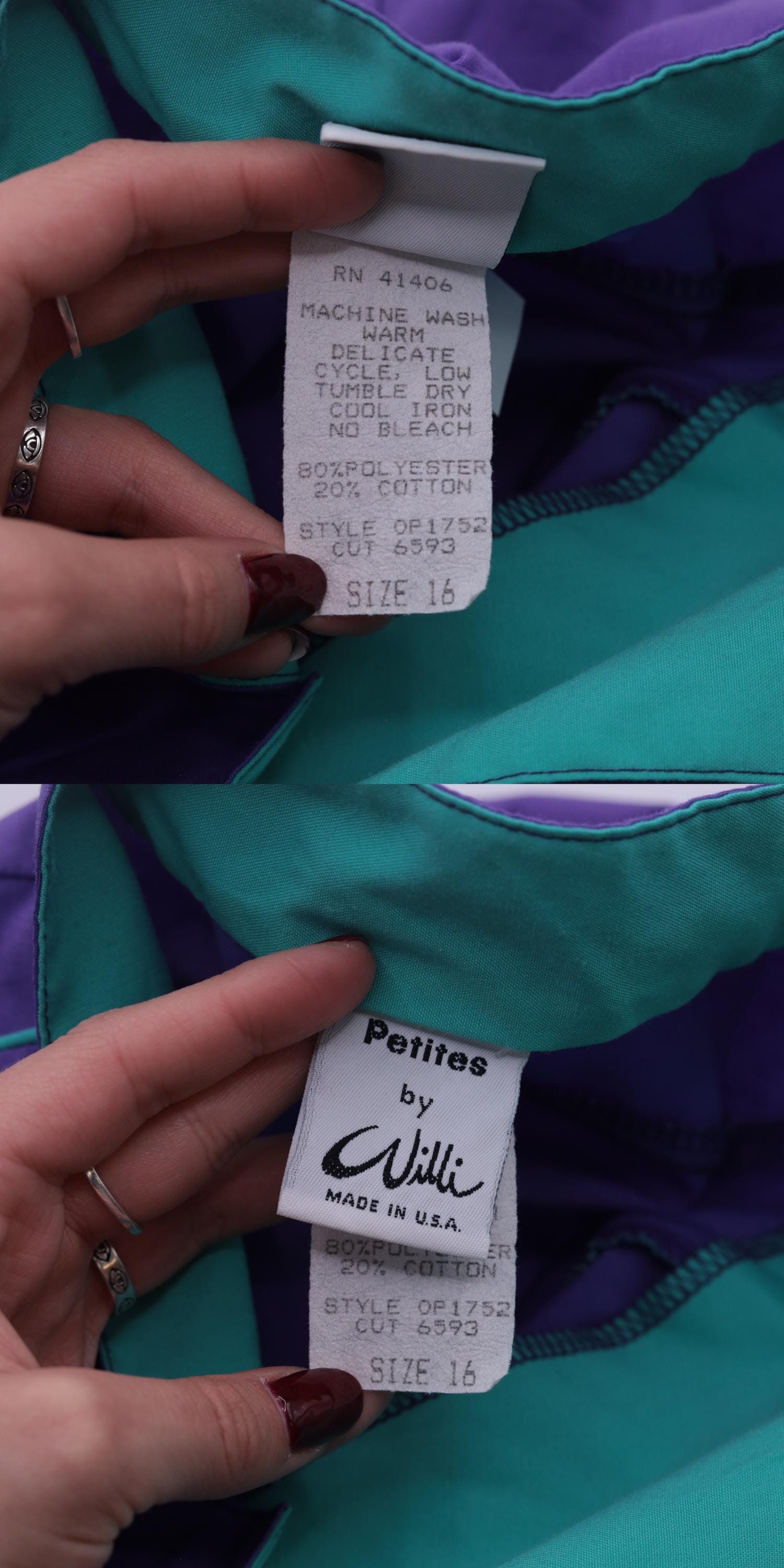 80s Purple Shirtdress Turquoise Collar Midi Button-Up High Waist Medium