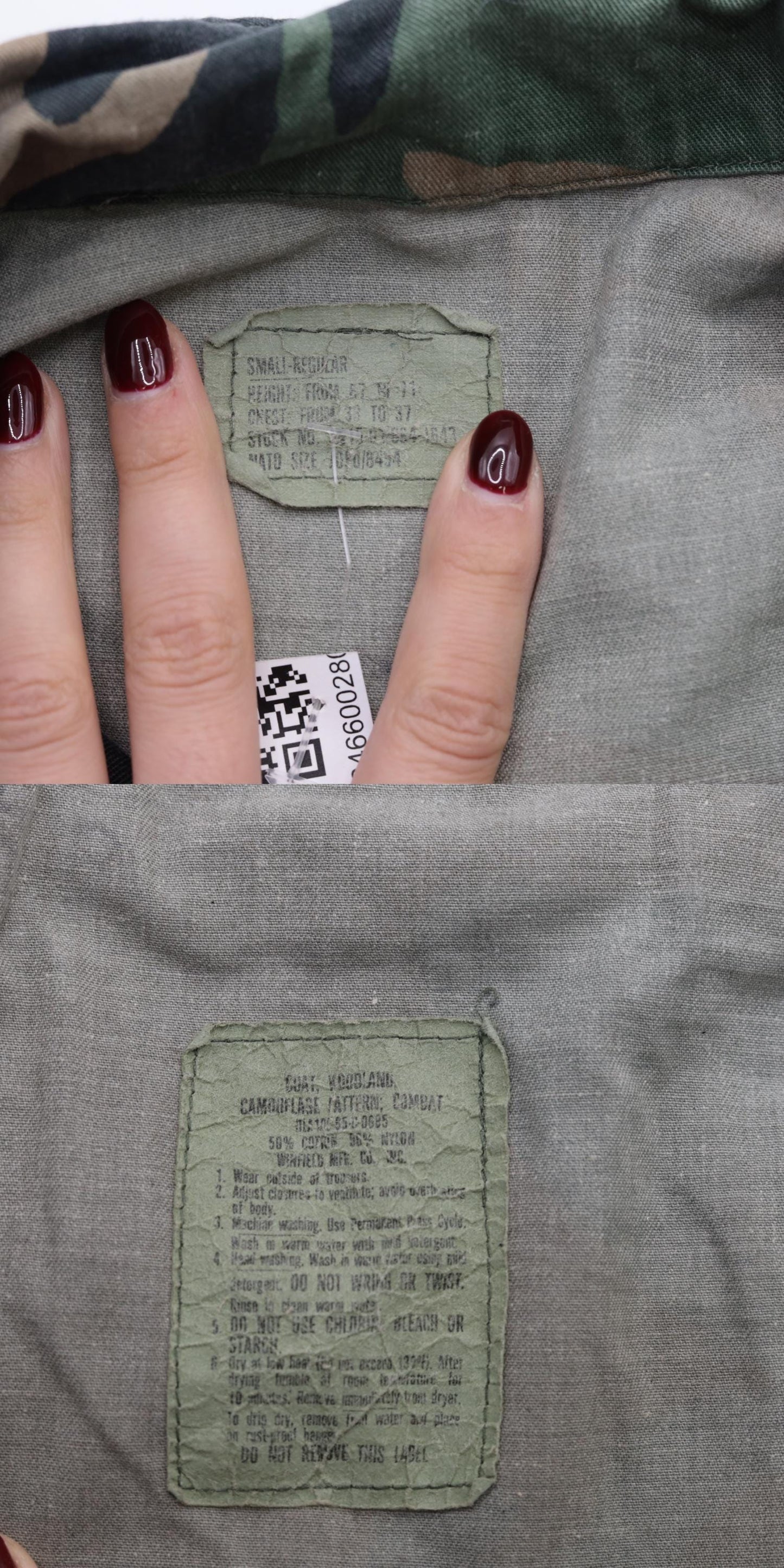 90s US Army Woodland Camouflage Field Jacket Button Up Small Regular