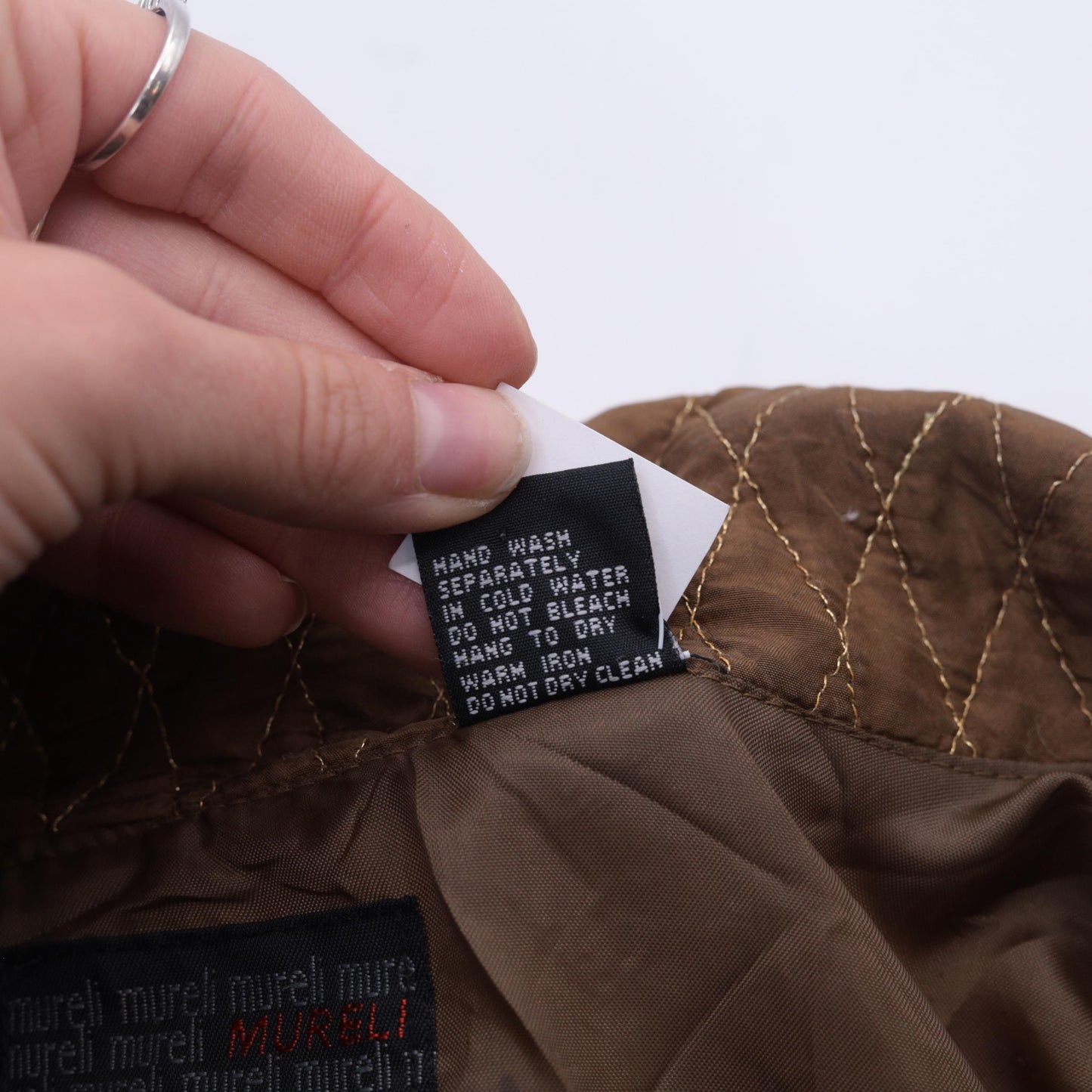 90s Mureli Silk Windbreaker Jacket Abstract Leaf Print Brown Studded Medium M