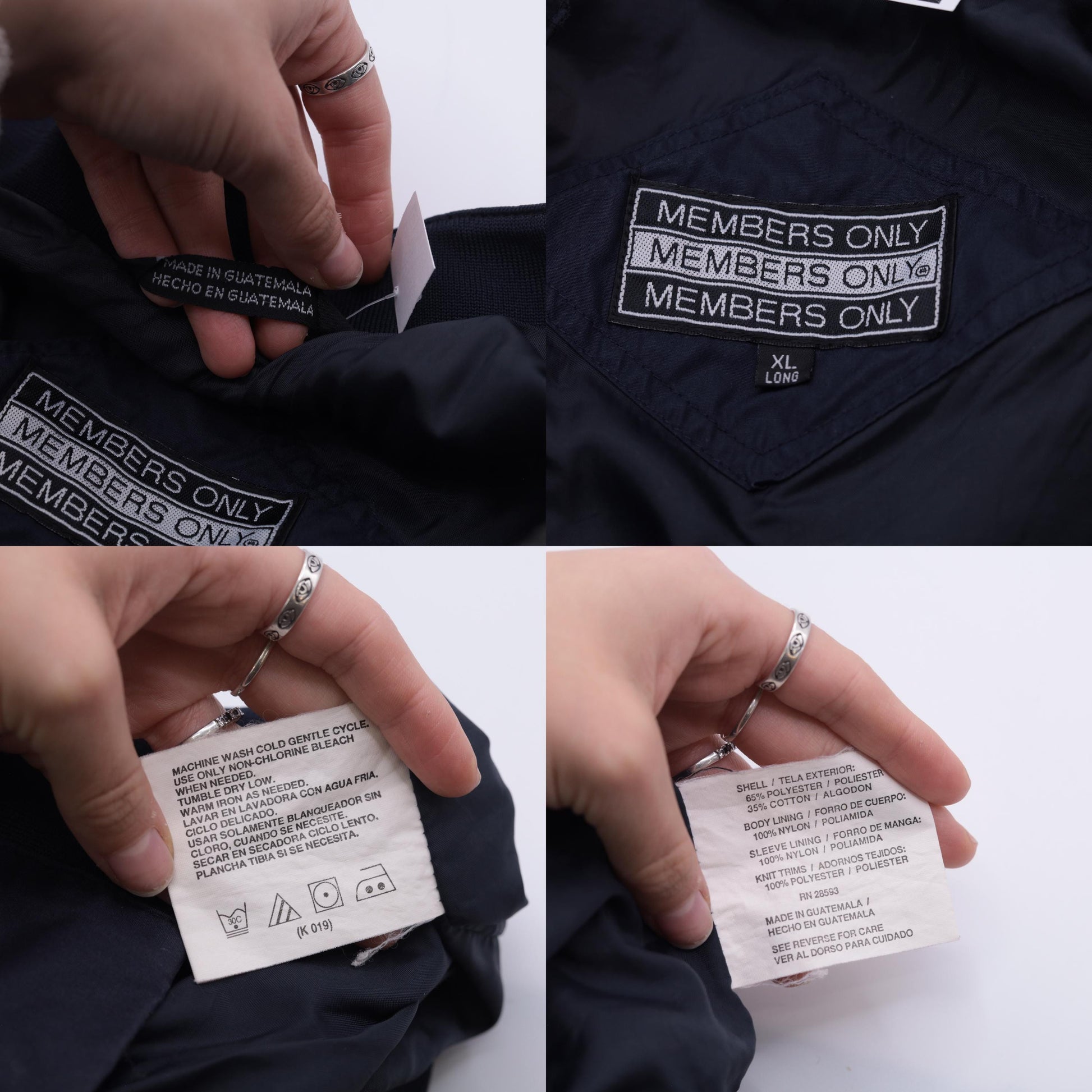 90s Members Only Navy Bomber Jacket Zip Windbreaker Epaulette Extra Large