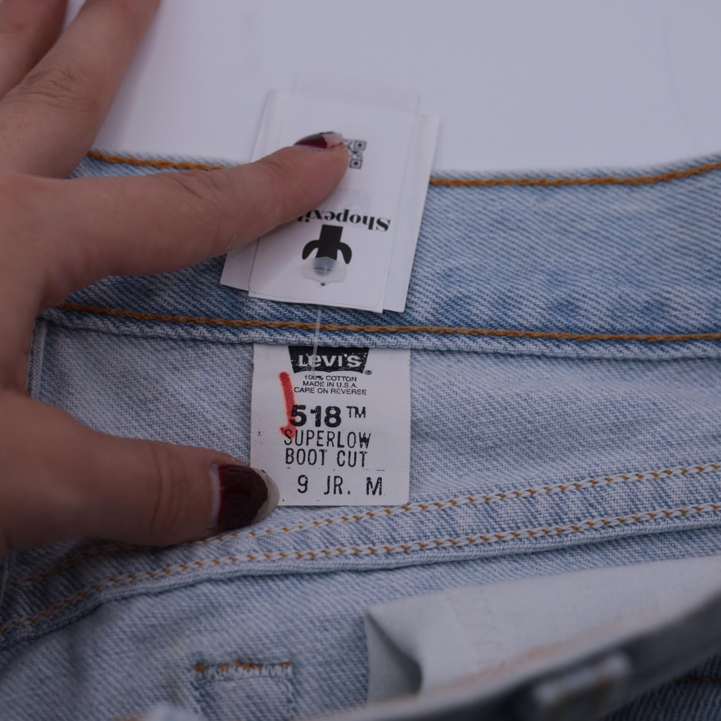 90s Levis 518 Superlow Bootcut Jeans Light Blue Denim Size 9 Junior