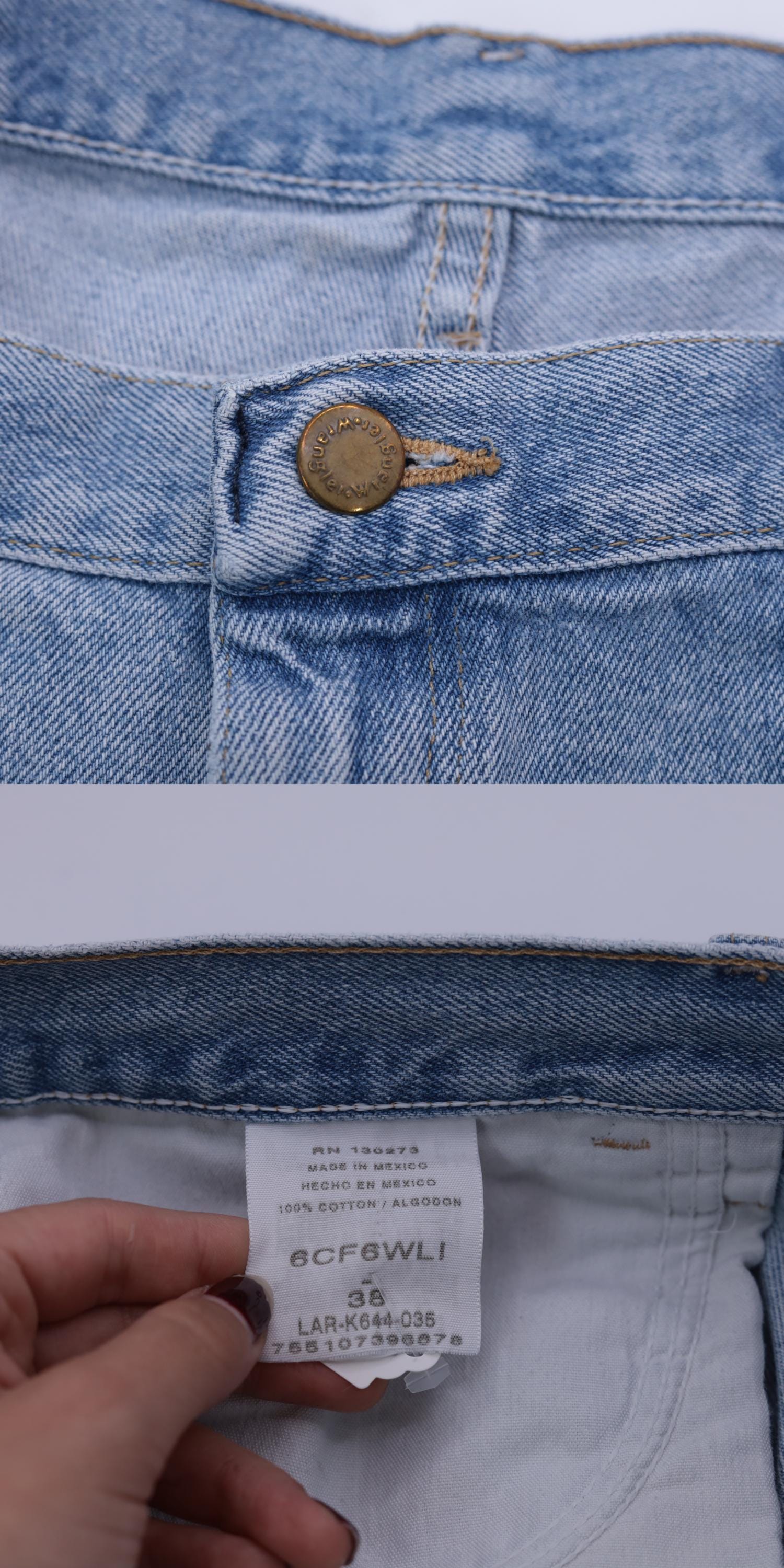 Y2K Wrangler Denim Shorts High Waist Bermuda Blue Cotton Men's 38