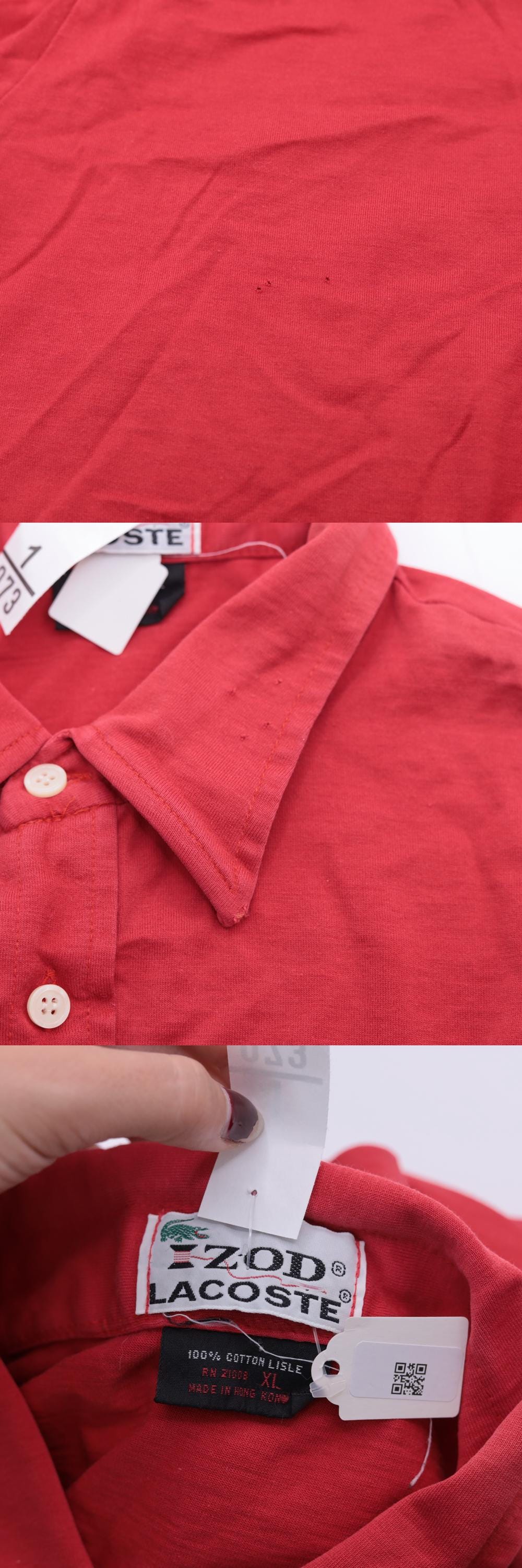 80s Lacoste Izod Polo Shirt Red Crocodile Logo Cotton Medium