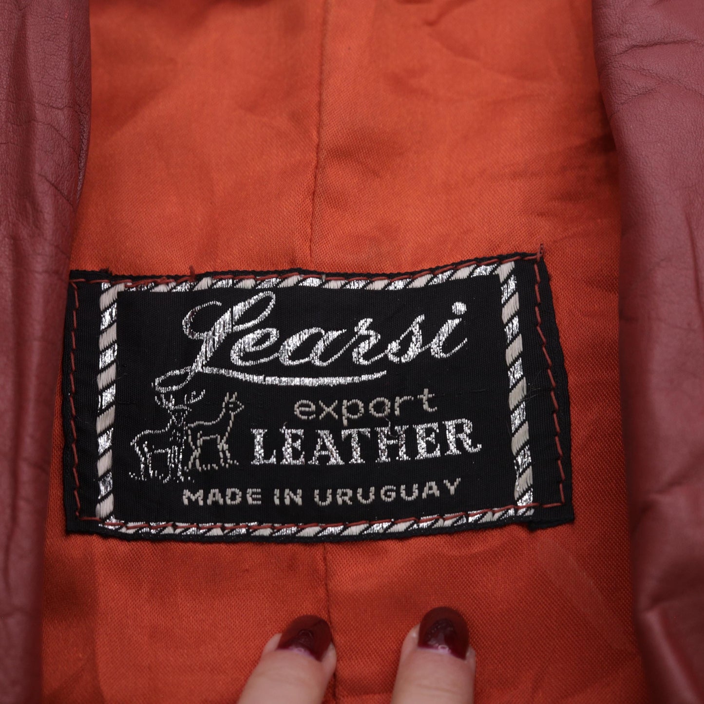 70s Learsi Leather Jacket Brick Red Belted Button-Up Small
