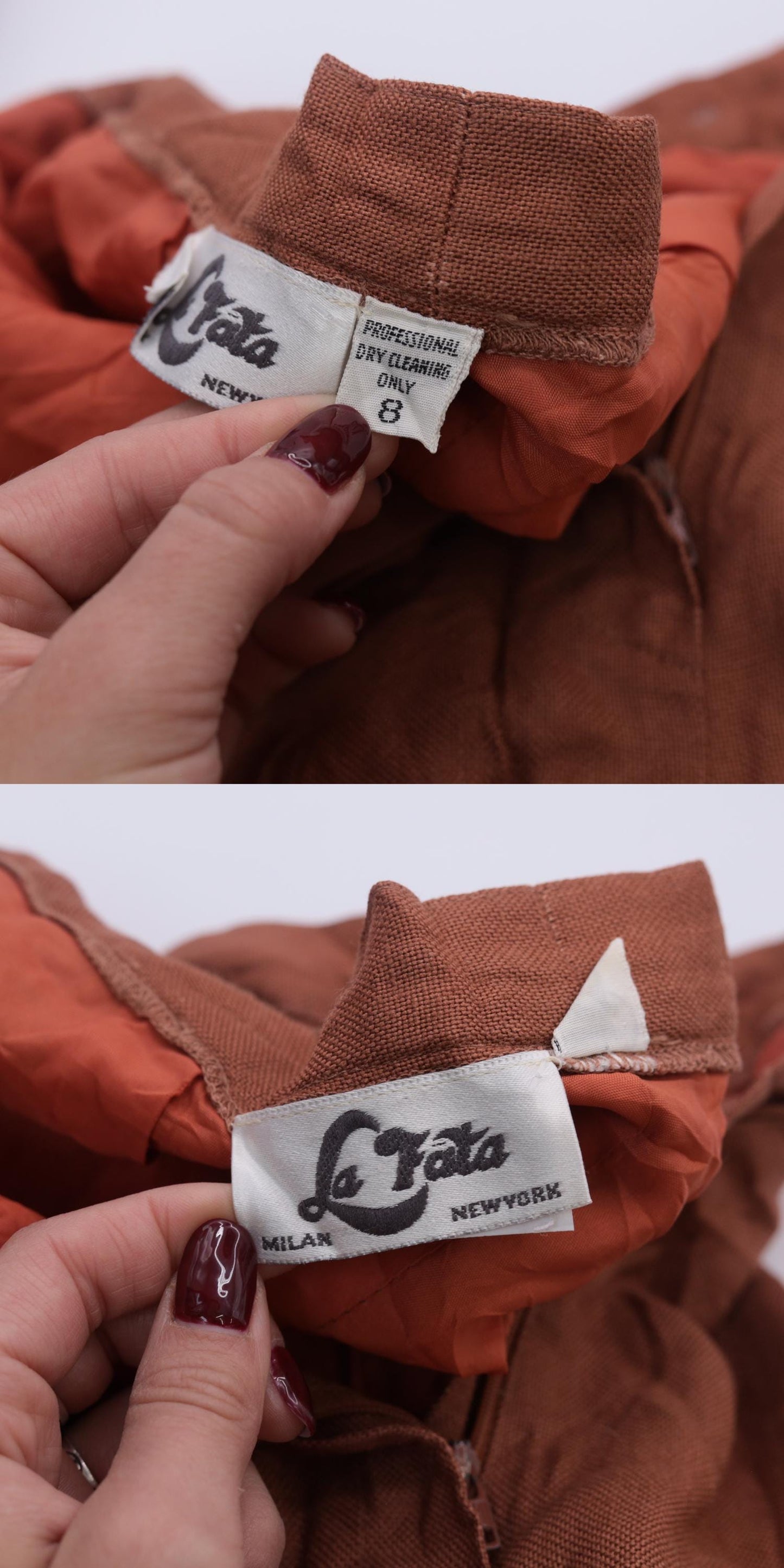 80s Burnt Orange Pleated High-Waist Trousers Straight Leg Small