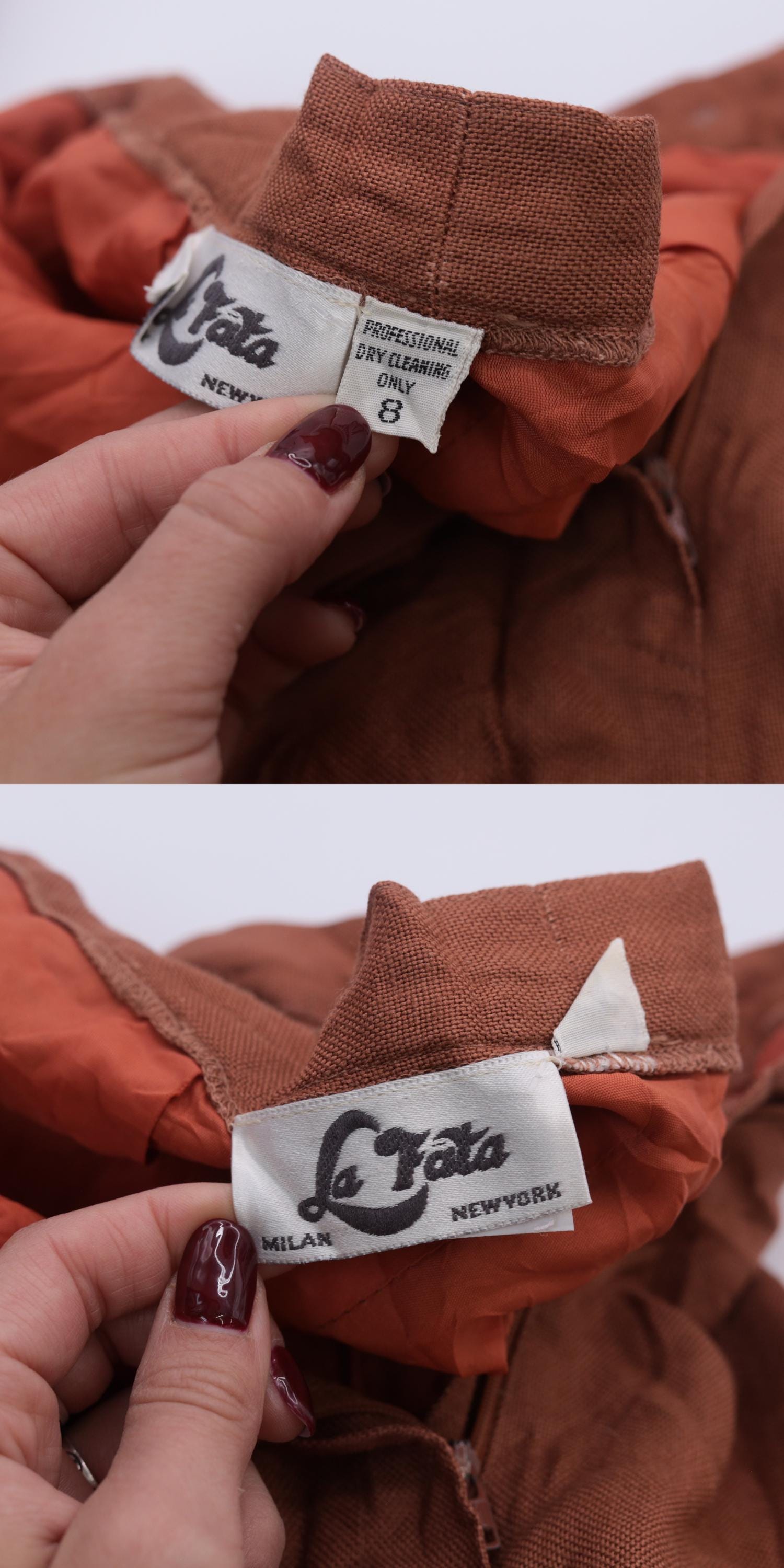 80s Burnt Orange Pleated High-Waist Trousers Straight Leg Small