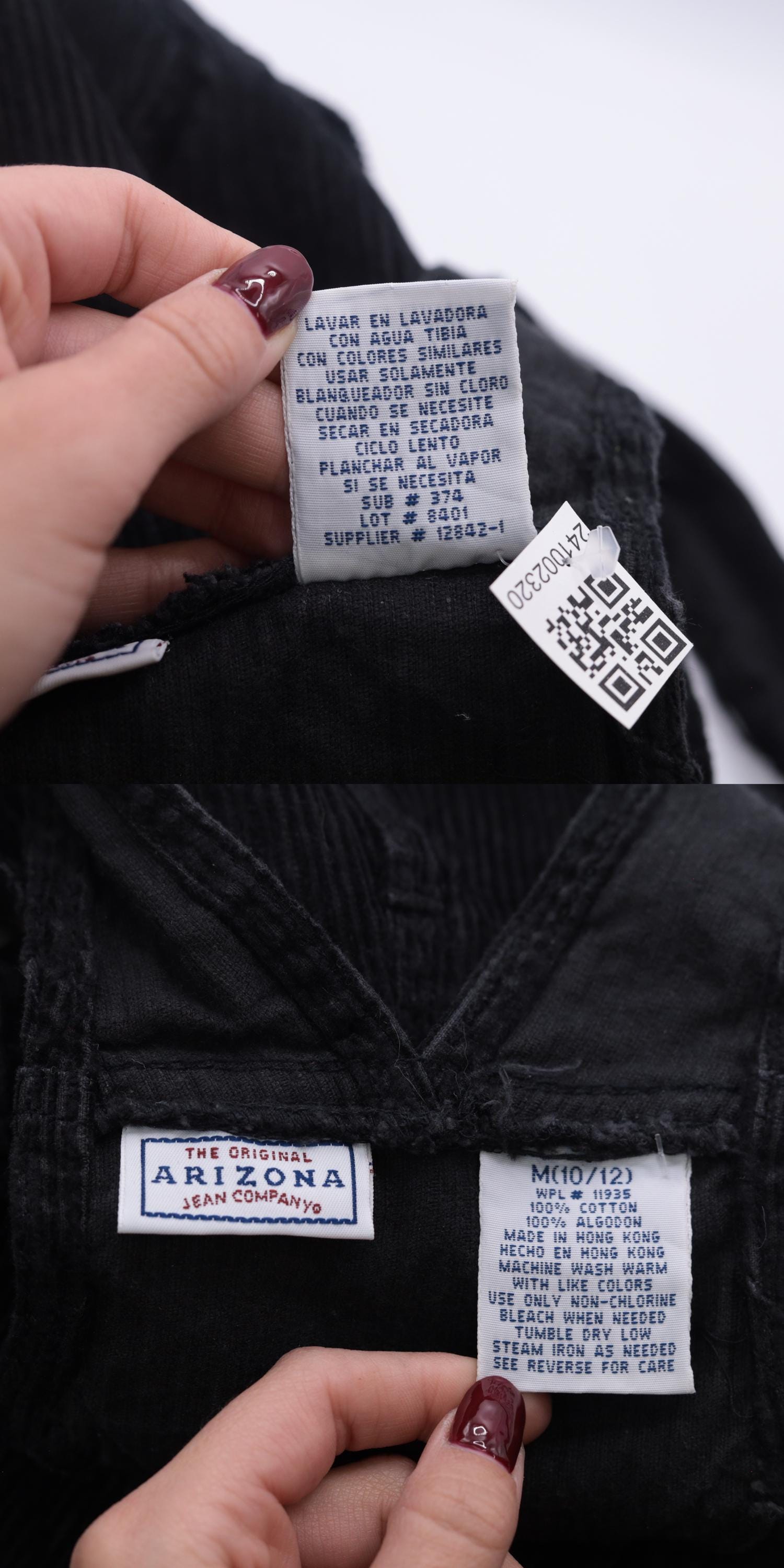 90s Arizona Jean Company Black Corduroy Overalls Cropped Straight Leg Extra Small