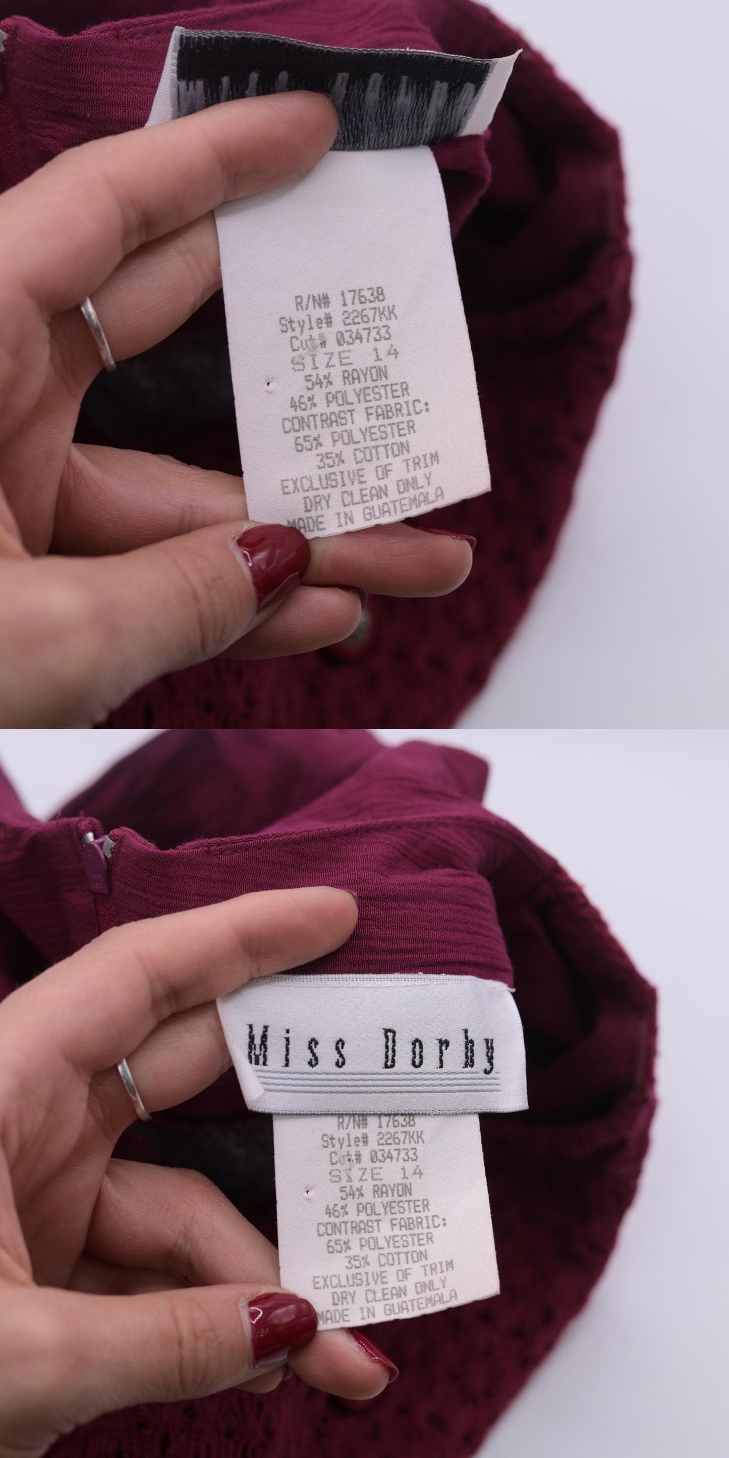 90s Miss Dorby Raspberry Floral Jacquard Midi Dress Puff Sleeve Button Up Medium