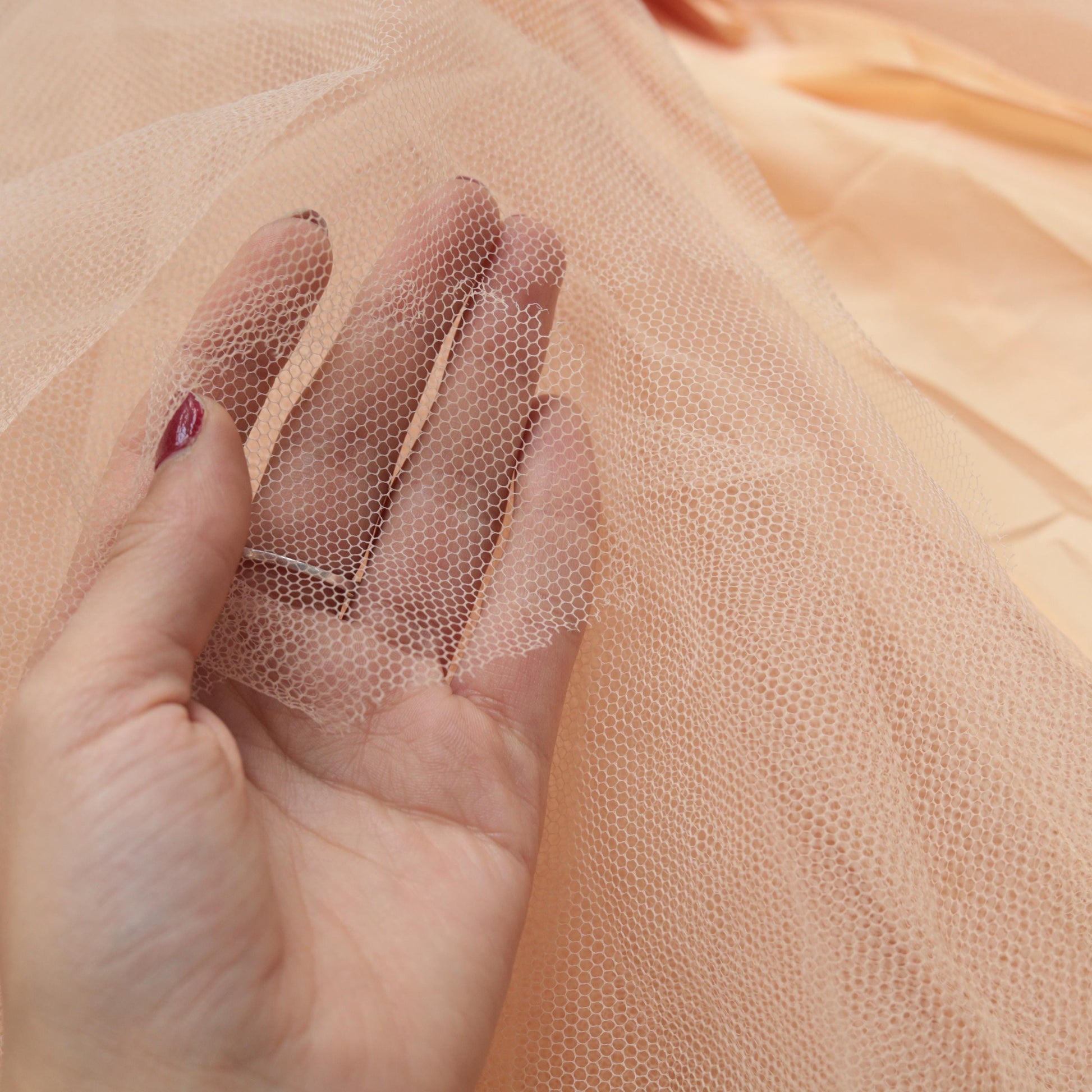 1950s Peach Tulle Party Dress Spaghetti Strap Gown Extra Small