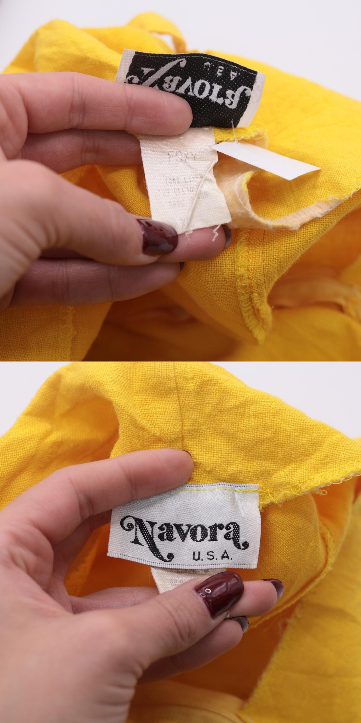 90s Navora Yellow Linen Maxi Dress Cutout Back O-Ring Straps Large L