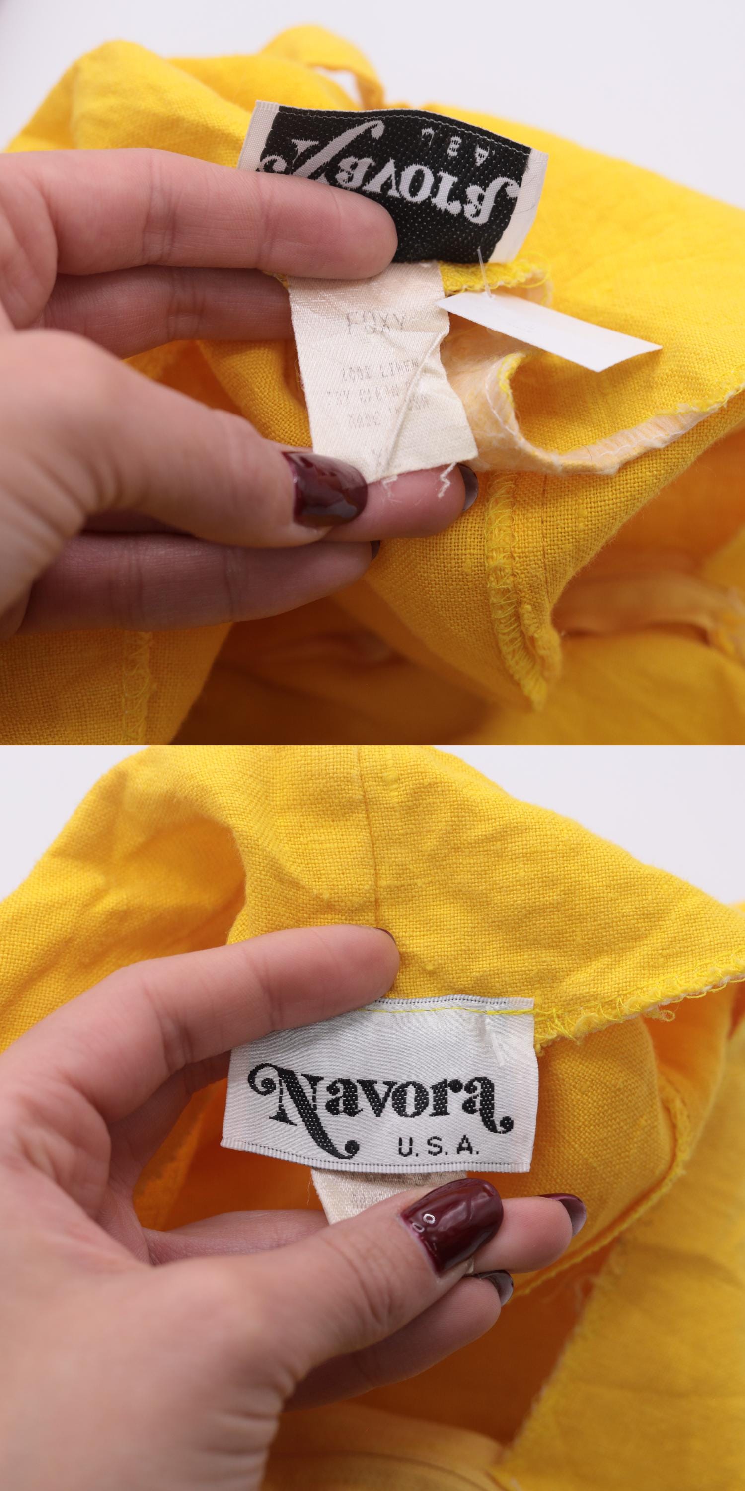 90s Navora Yellow Linen Maxi Dress Cutout Back O-Ring Straps Large L