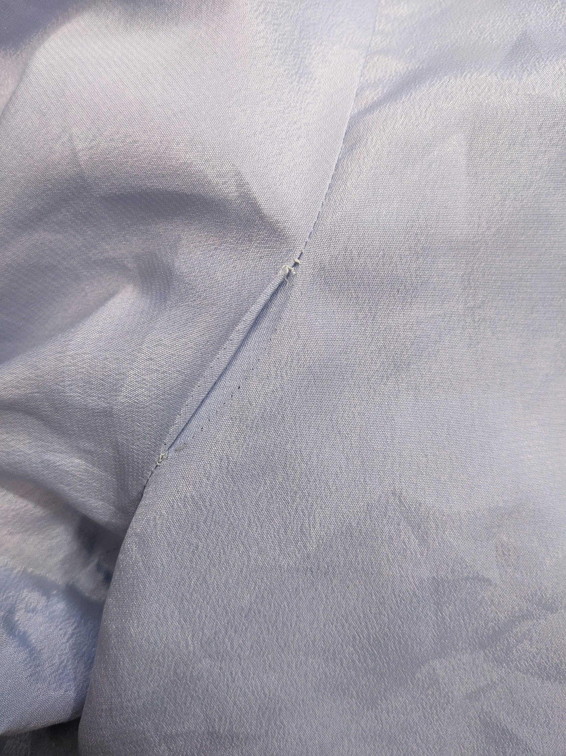 80s Light Blue Victorian Crop Top Puff Sleeve Button Up Blouse Small Medium