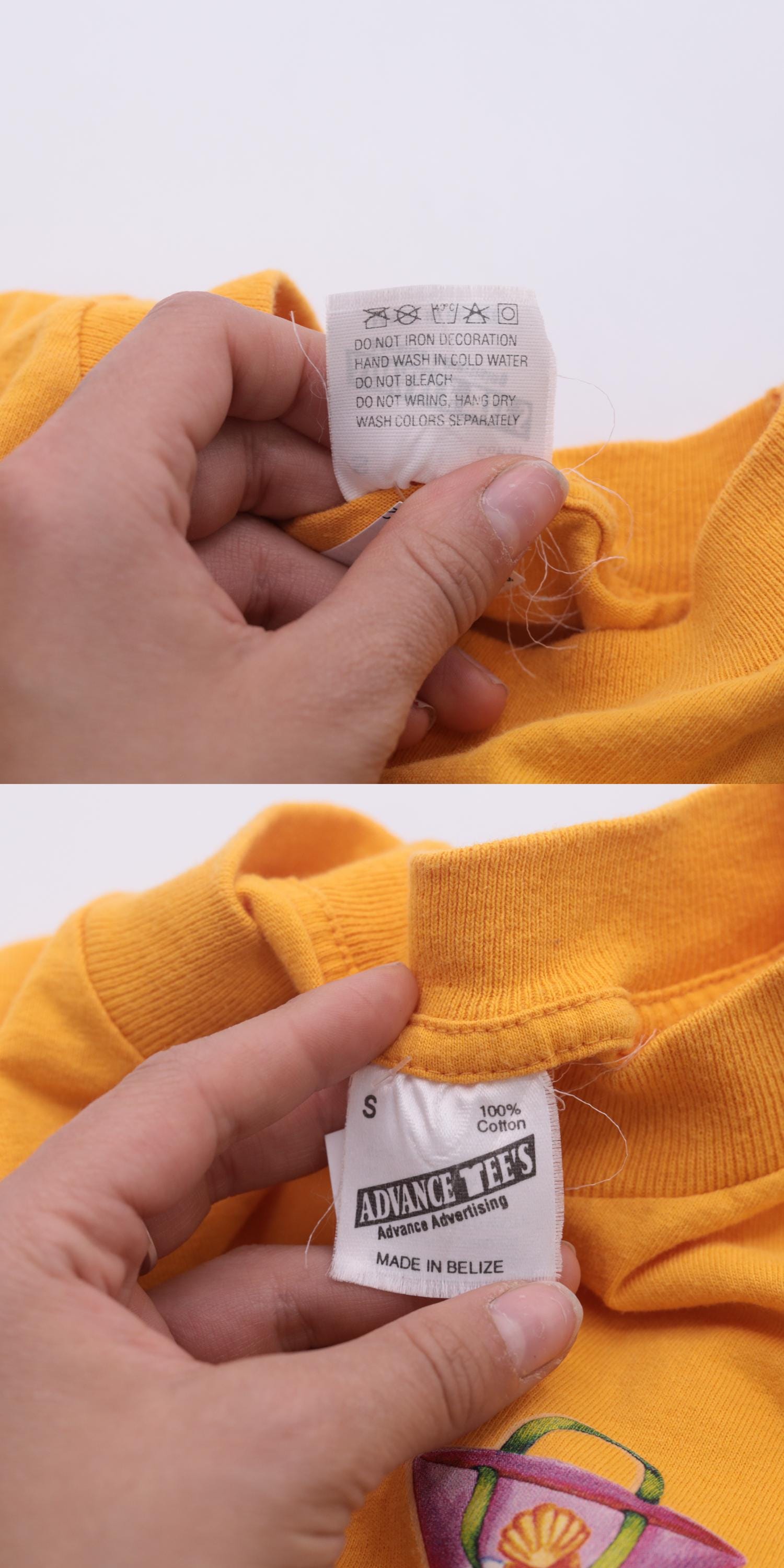 90s Belize Sunglasses Graphic T-Shirt Yellow Cotton Crewneck Extra Small